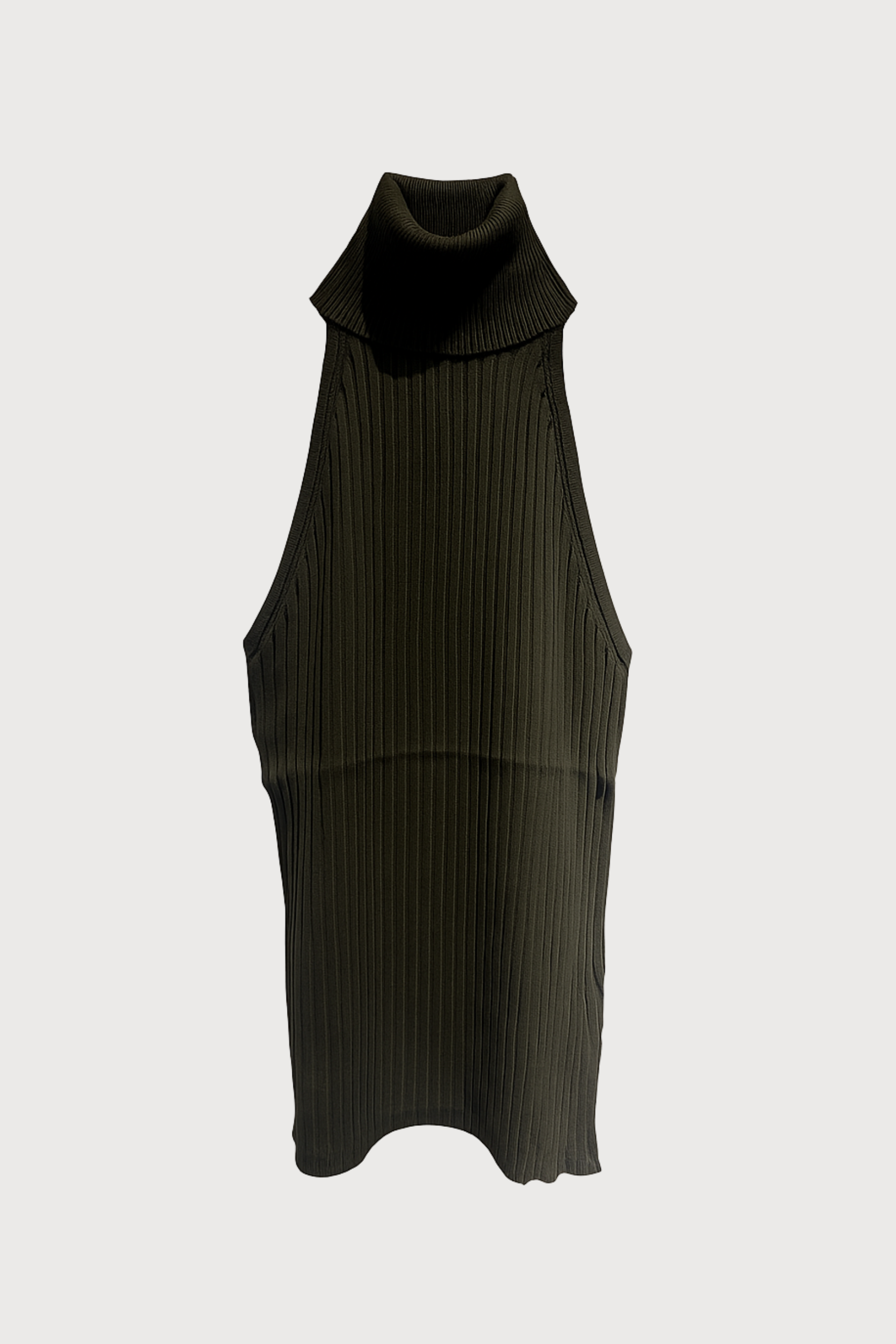 Top débardeur col roulé en maille côtelée