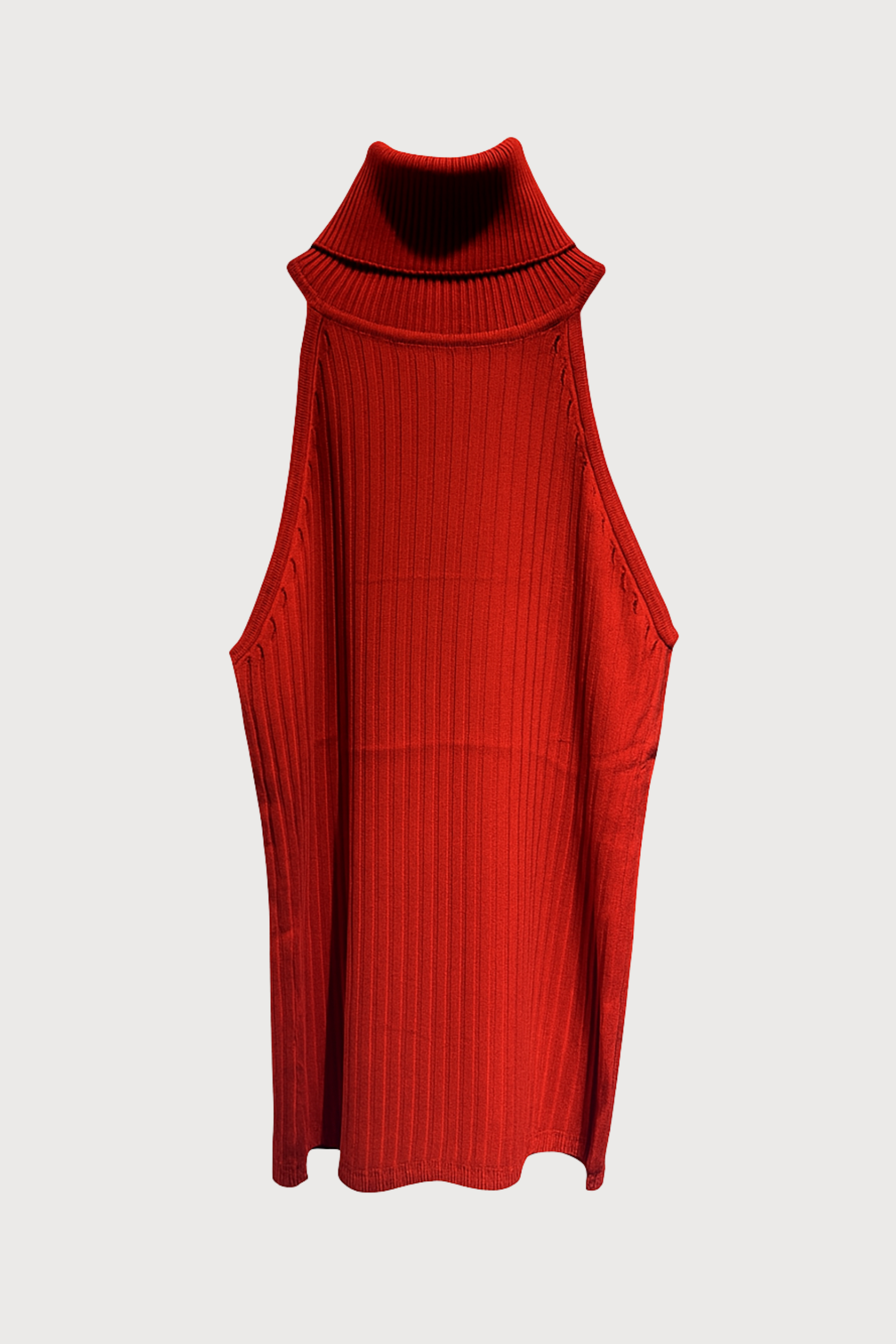 Top débardeur col roulé en maille côtelée