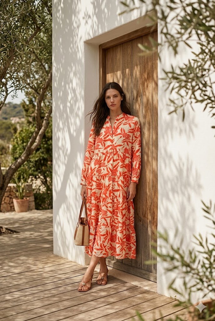 Robe longue imprimée fleurie Marbella