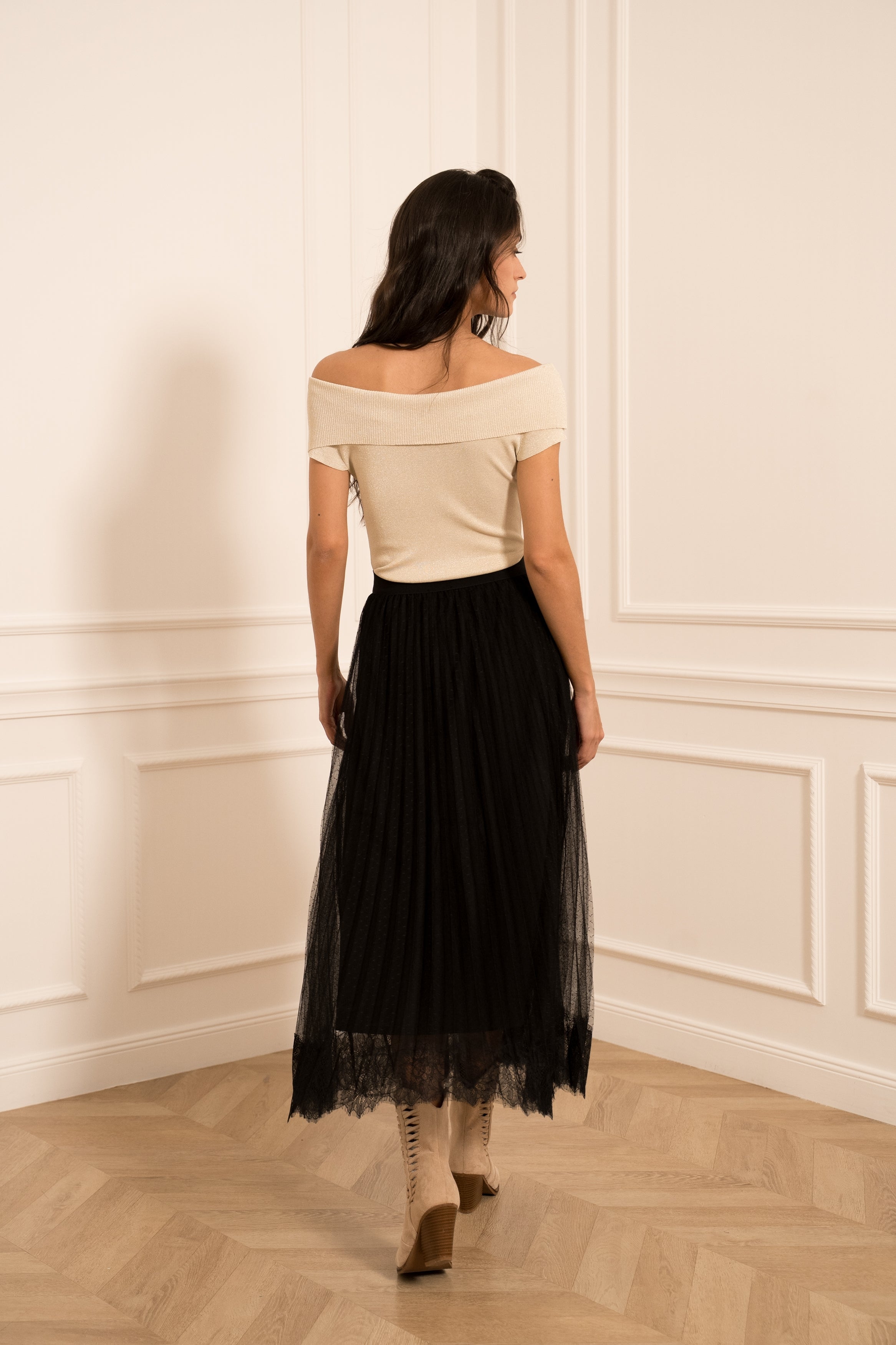 Jupe Jeanne tulle plissée dentelle Jeanne