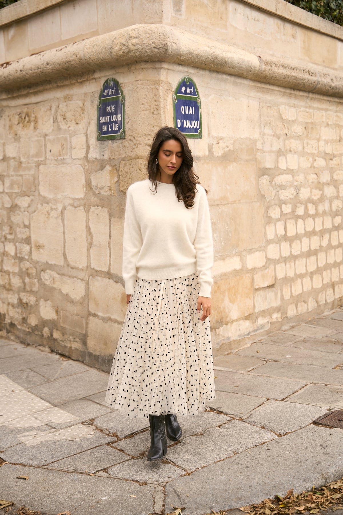 Pull col rond fluffy laine & cachemire