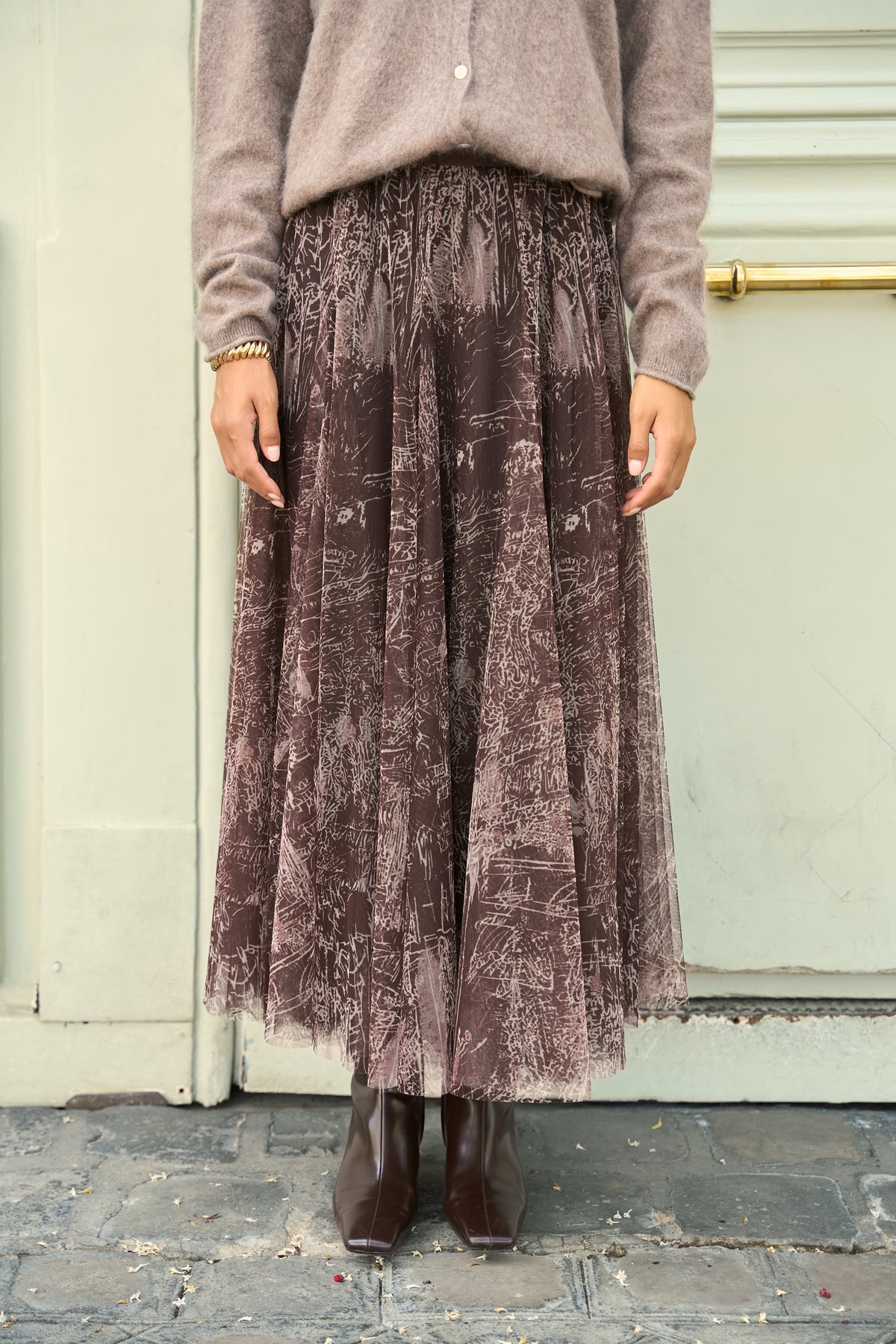 Jupe Ambre en tulle imprimé toile de Jouy