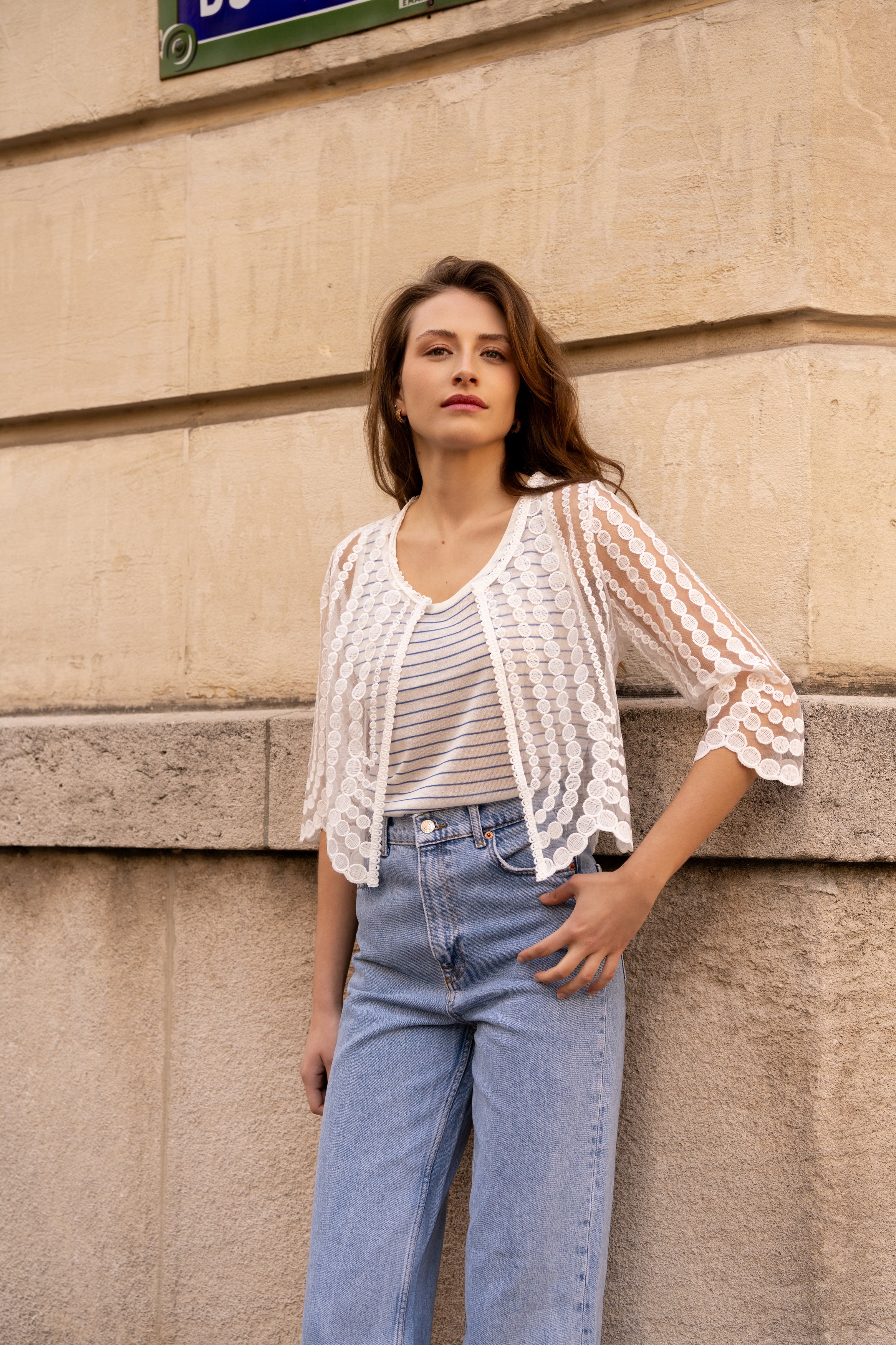 Gilet boléro Selena en dentelle guipure
