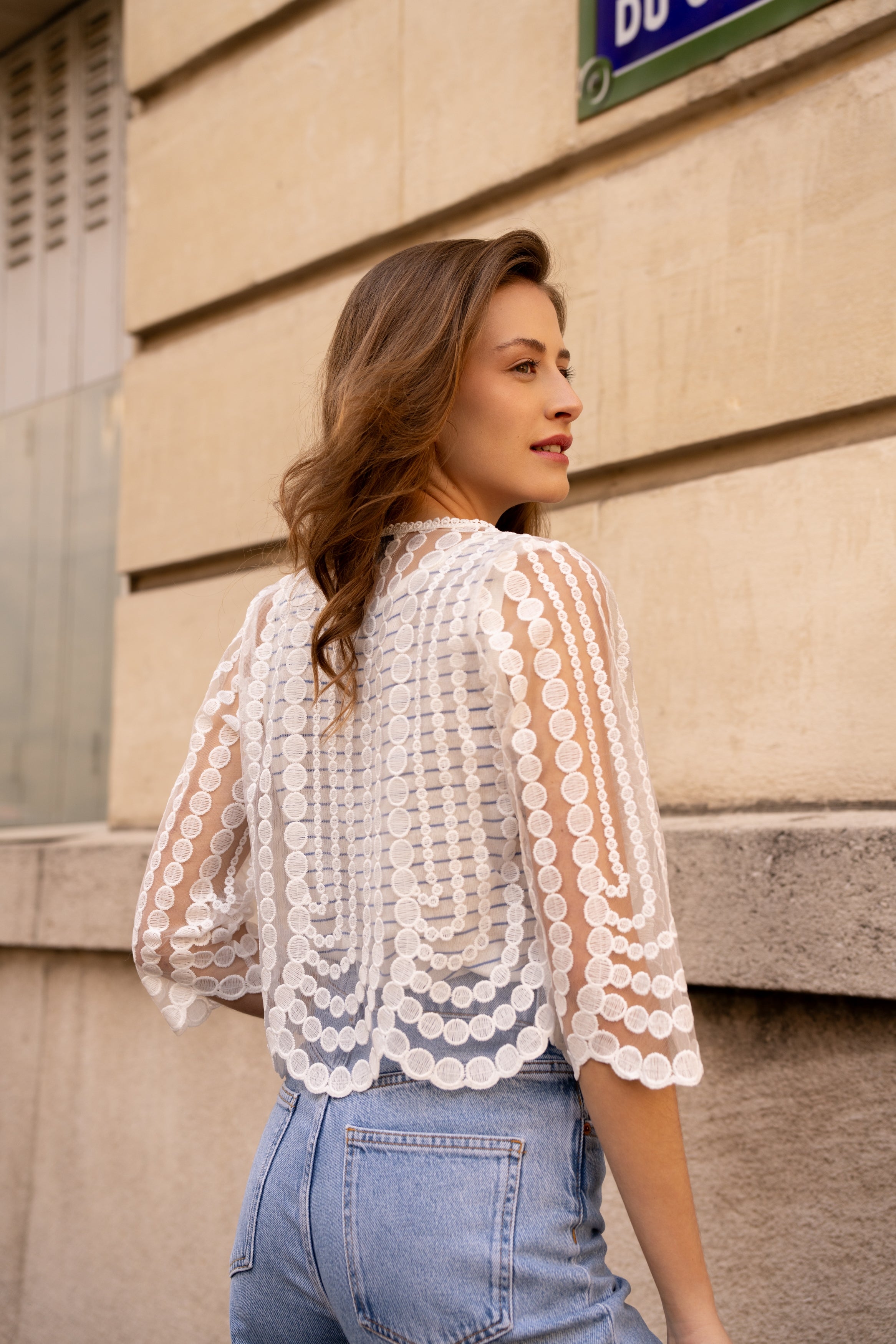 Gilet boléro Selena en dentelle guipure
