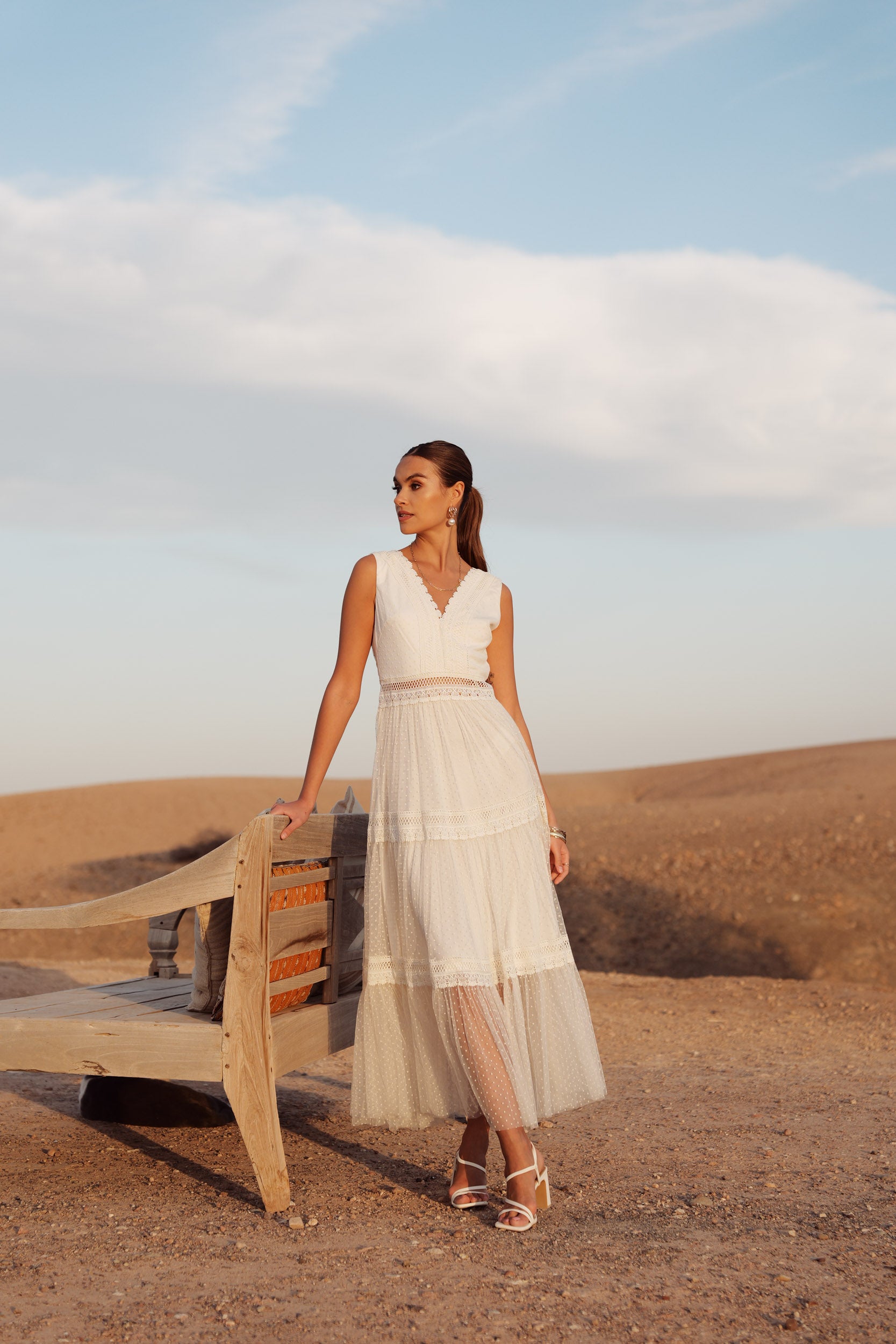 Nikky dotted tulle long dress