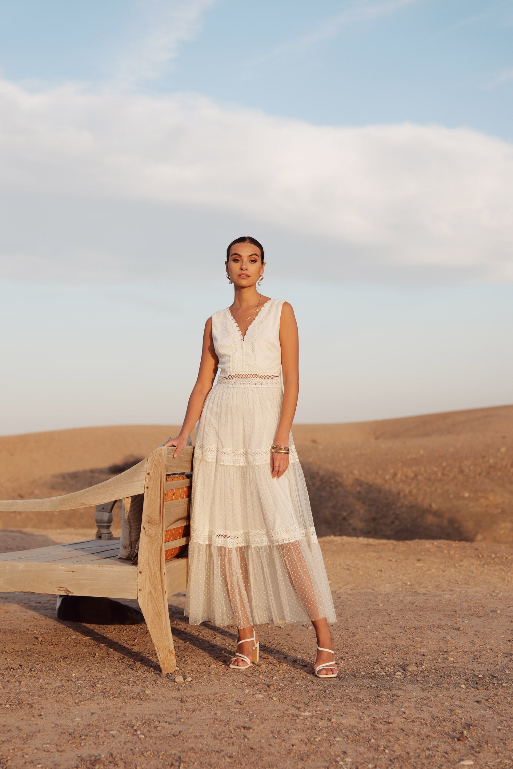 Nikky dotted tulle long dress