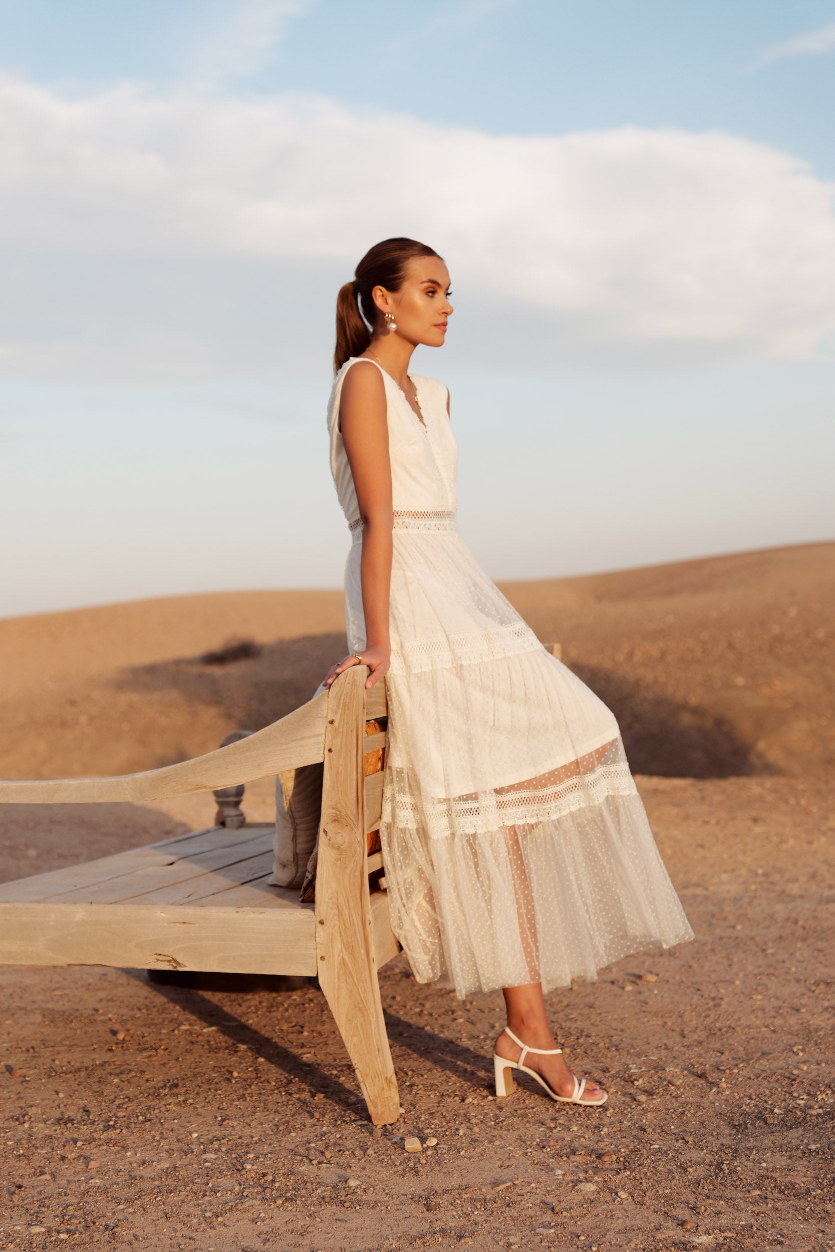 Nikky dotted tulle long dress