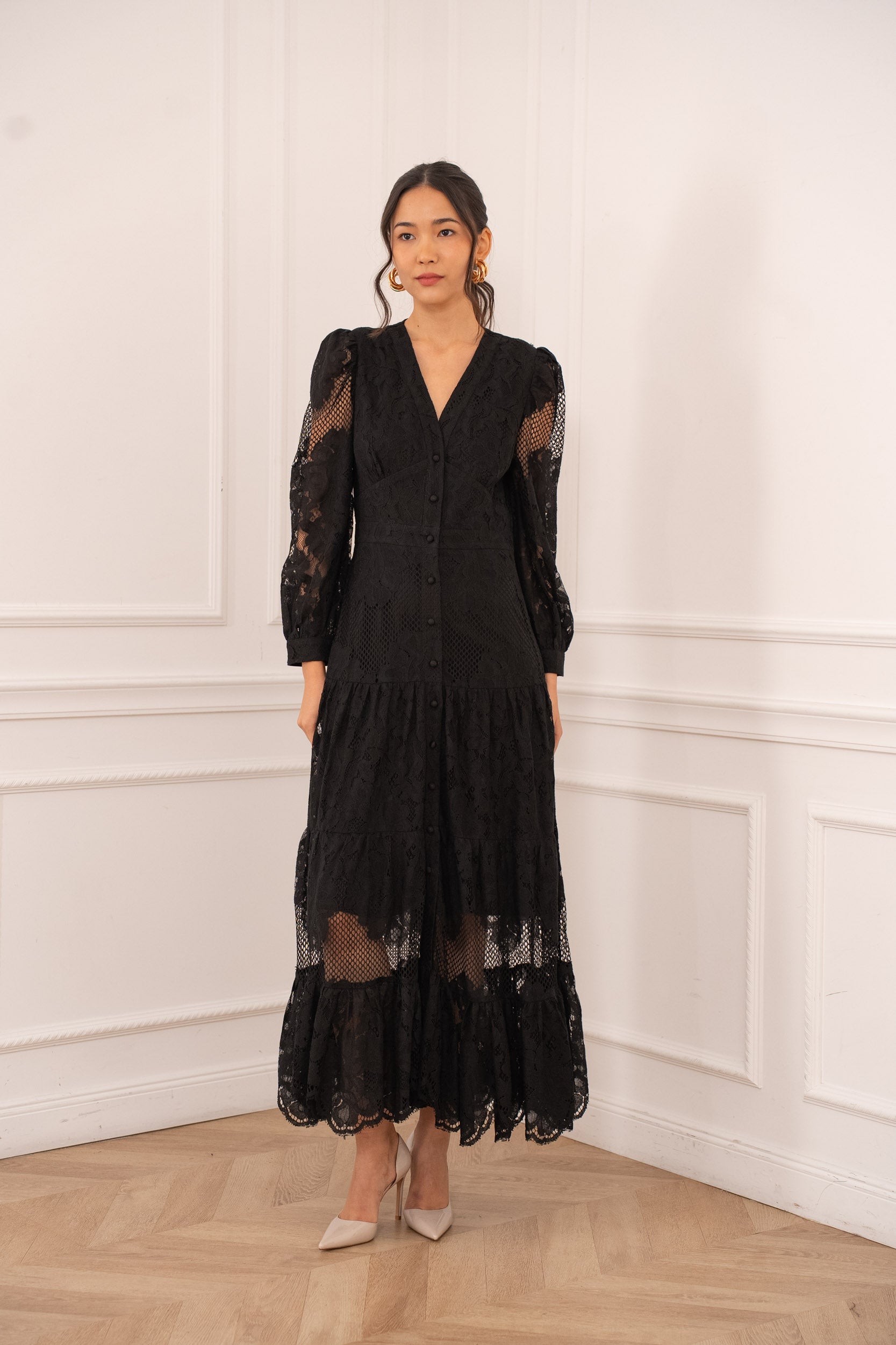 Robe longue Avril en dentelle