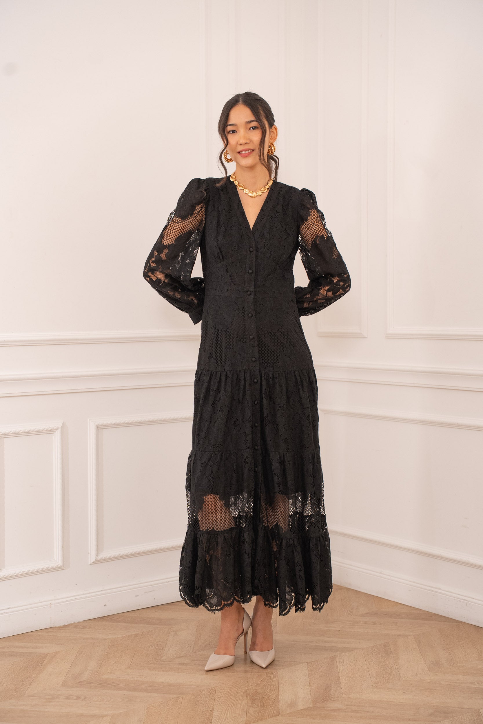 Robe longue Avril en dentelle