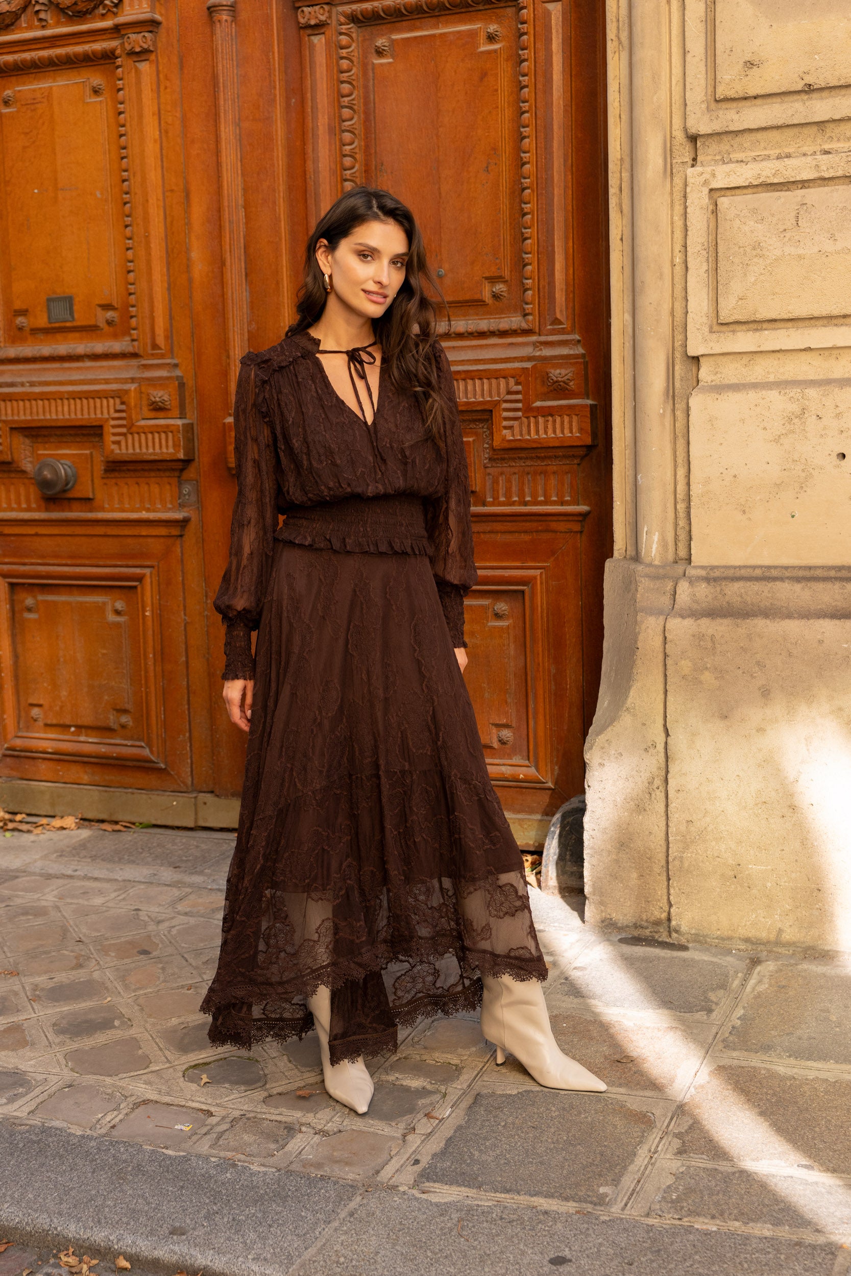 Jupe asymétrique September en dentelle