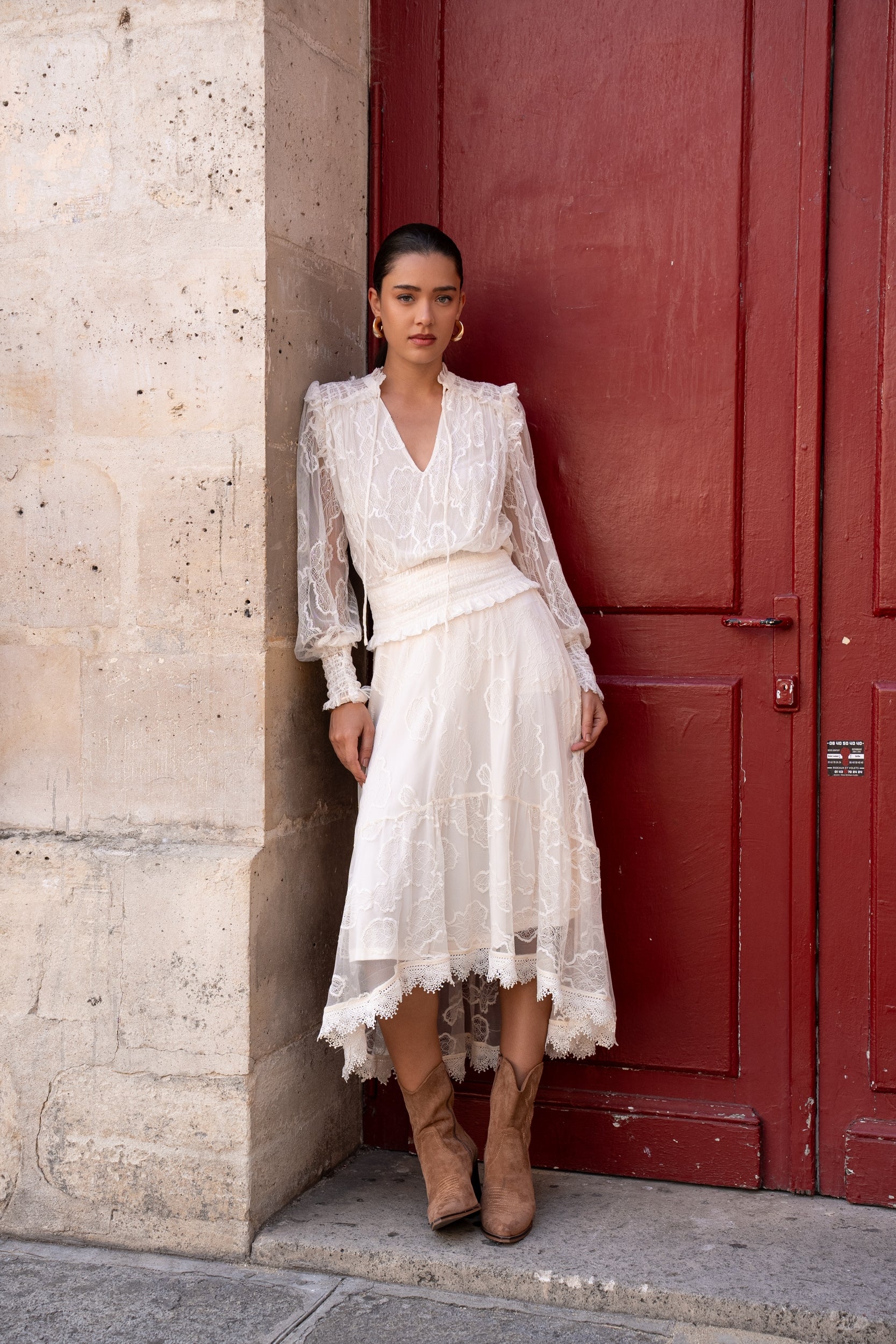 Blouse en dentelle smockée September