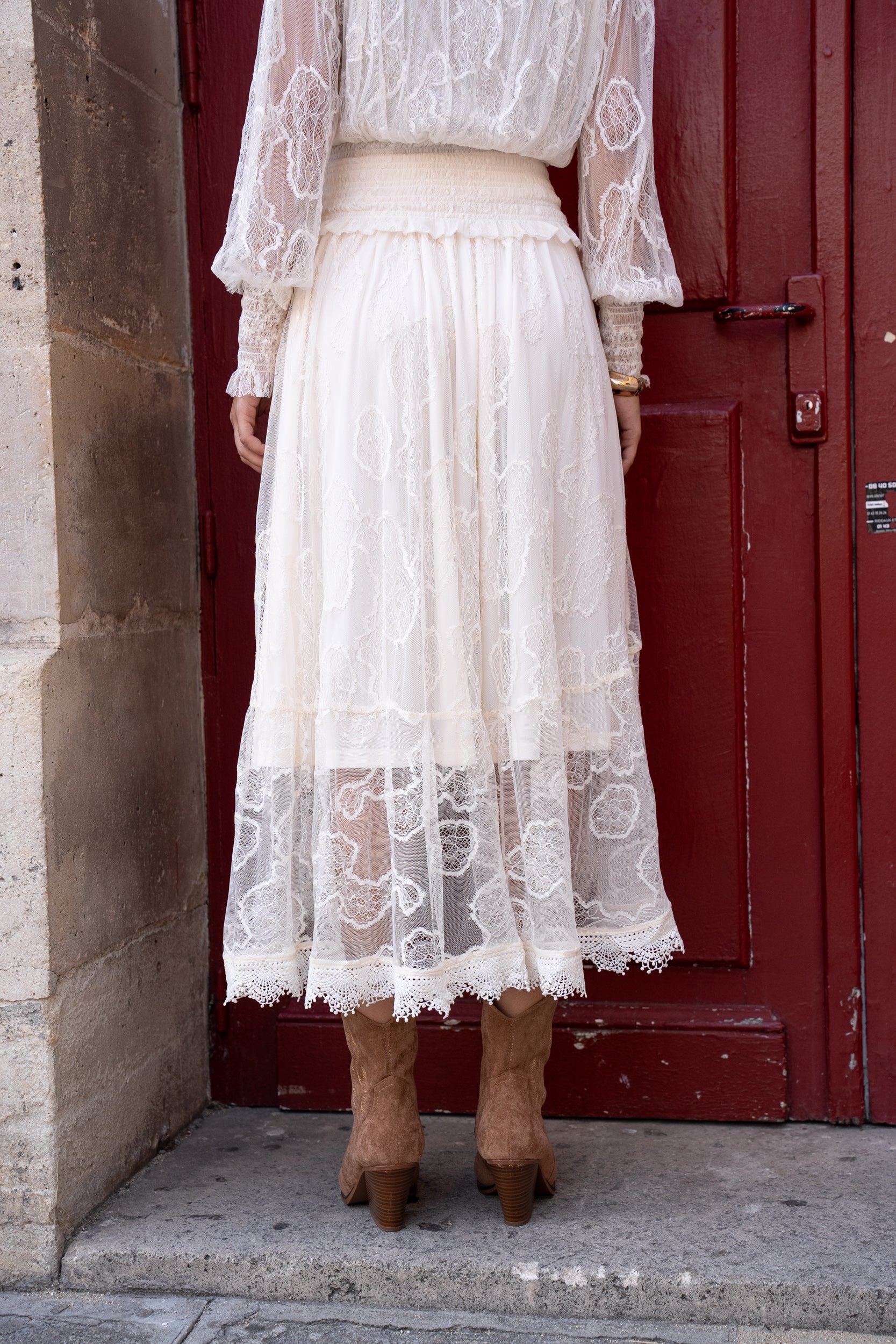 Jupe asymétrique September en dentelle