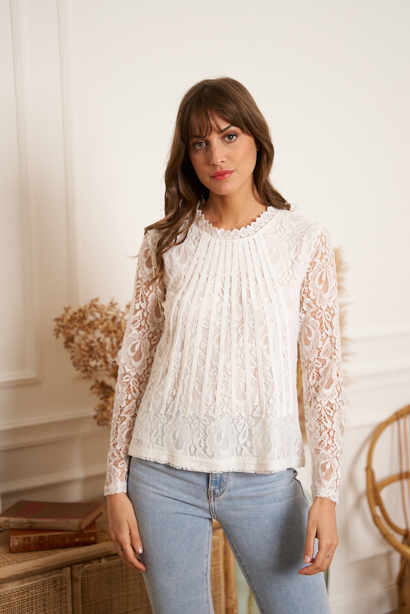 Blouse Tiffany en dentelle à bordures