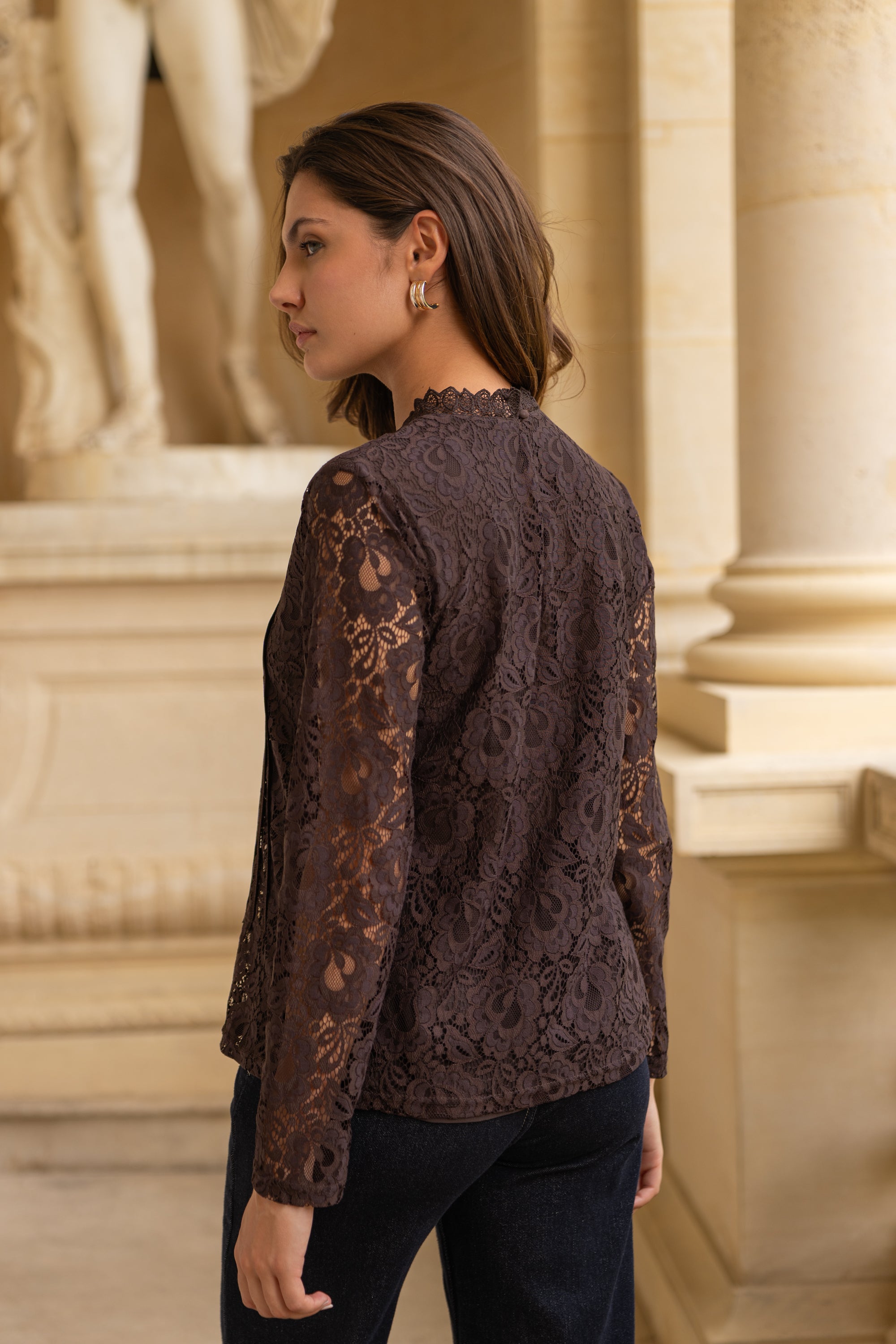 Tiffany lace blouse with borders