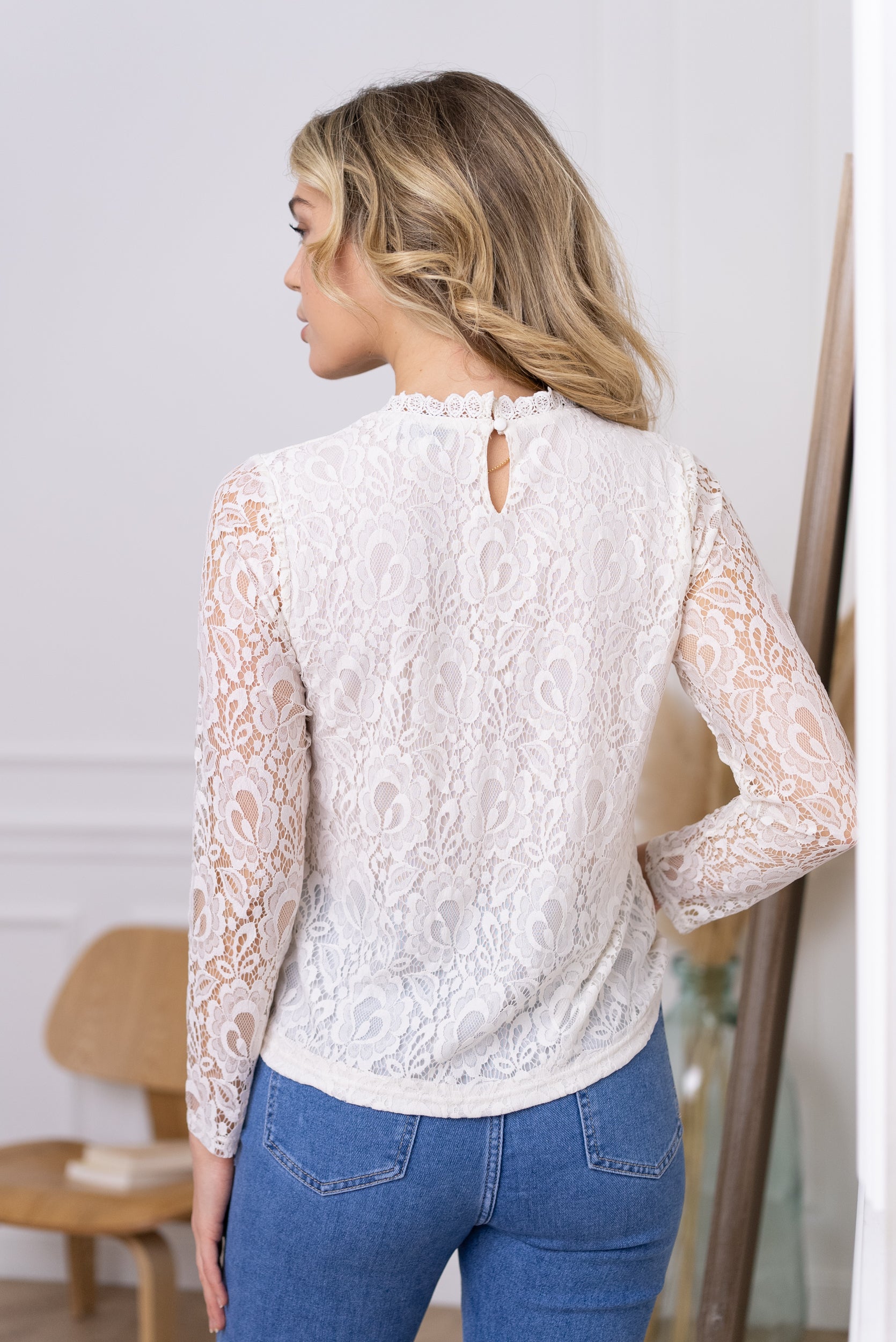 Tiffany lace blouse with borders