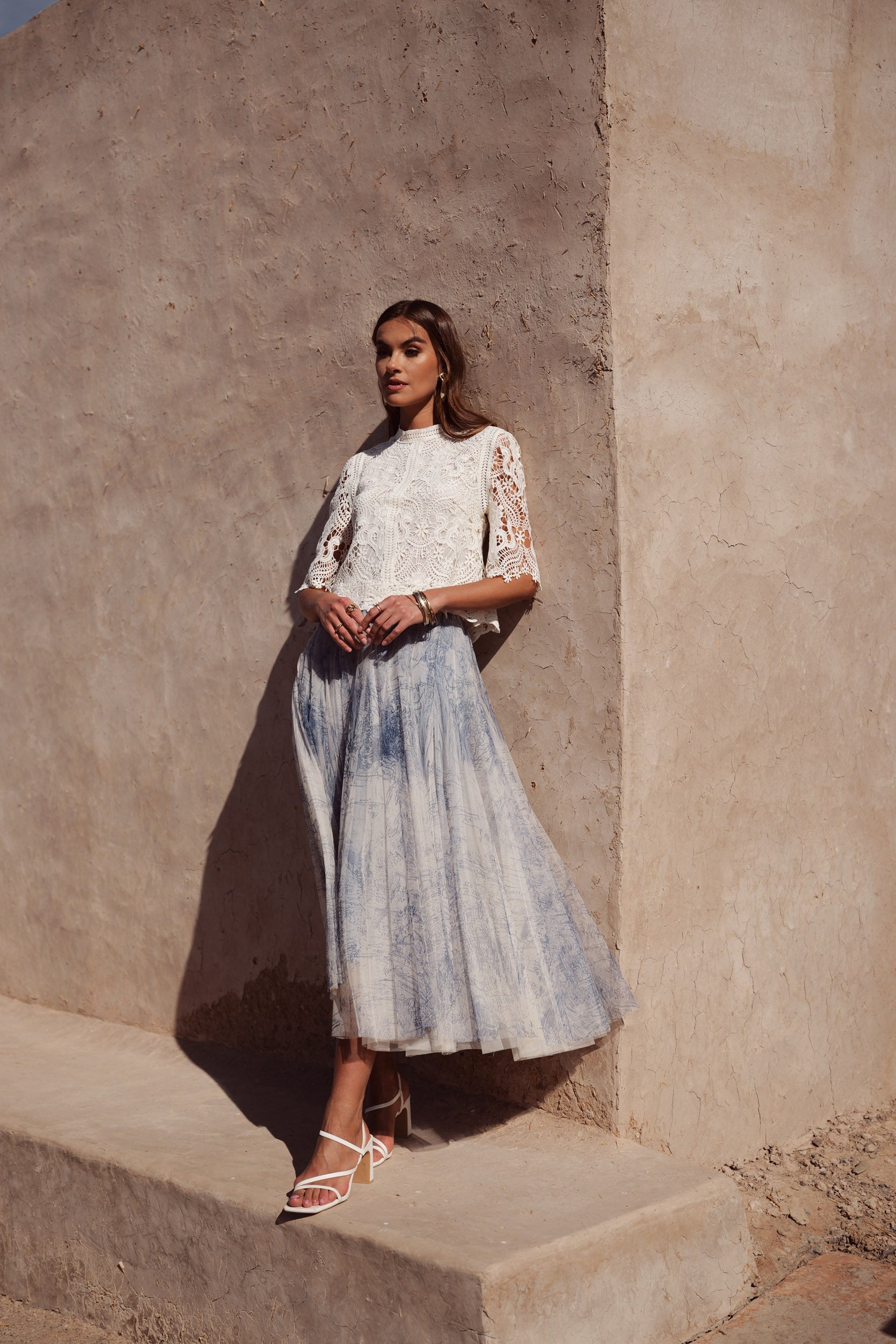 Jupe Ambre en tulle imprimé toile de Jouy