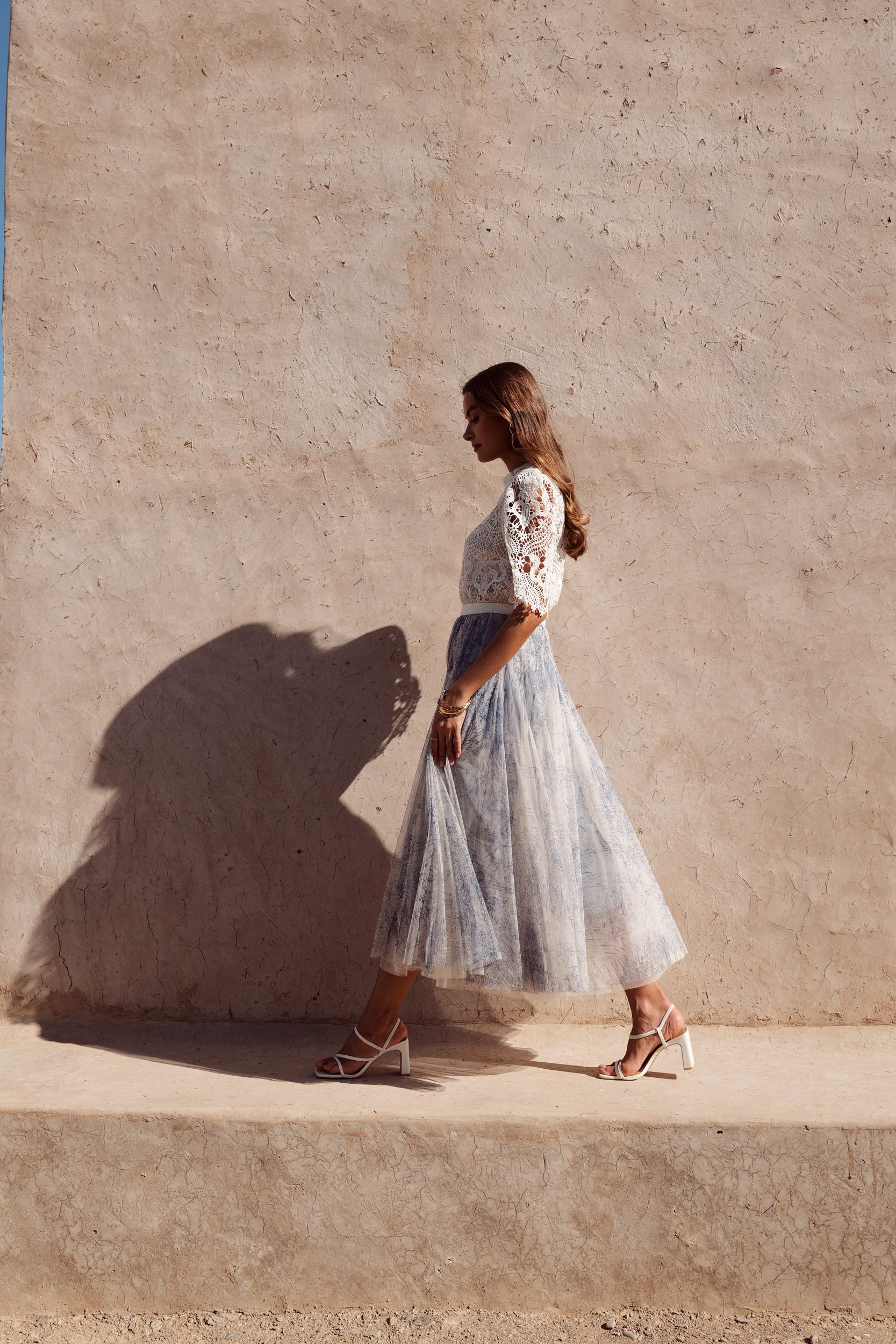 Jupe Ambre en tulle imprimé toile de Jouy