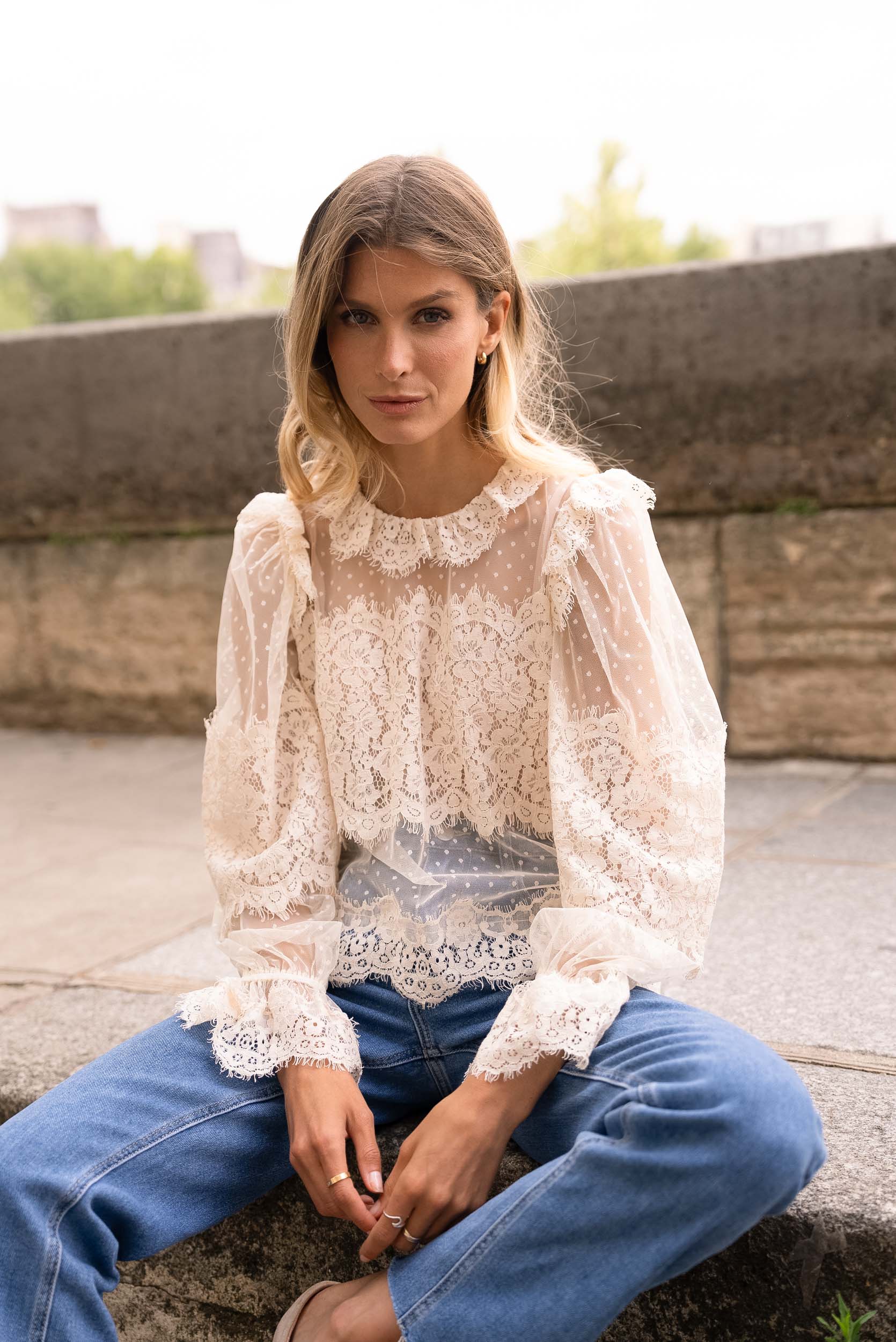 Ariane turtleneck lace blouse