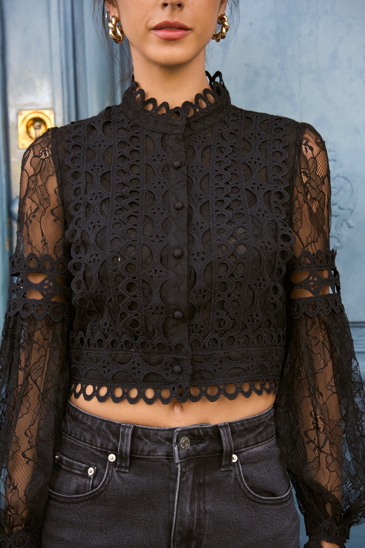 Ariane turtleneck lace blouse
