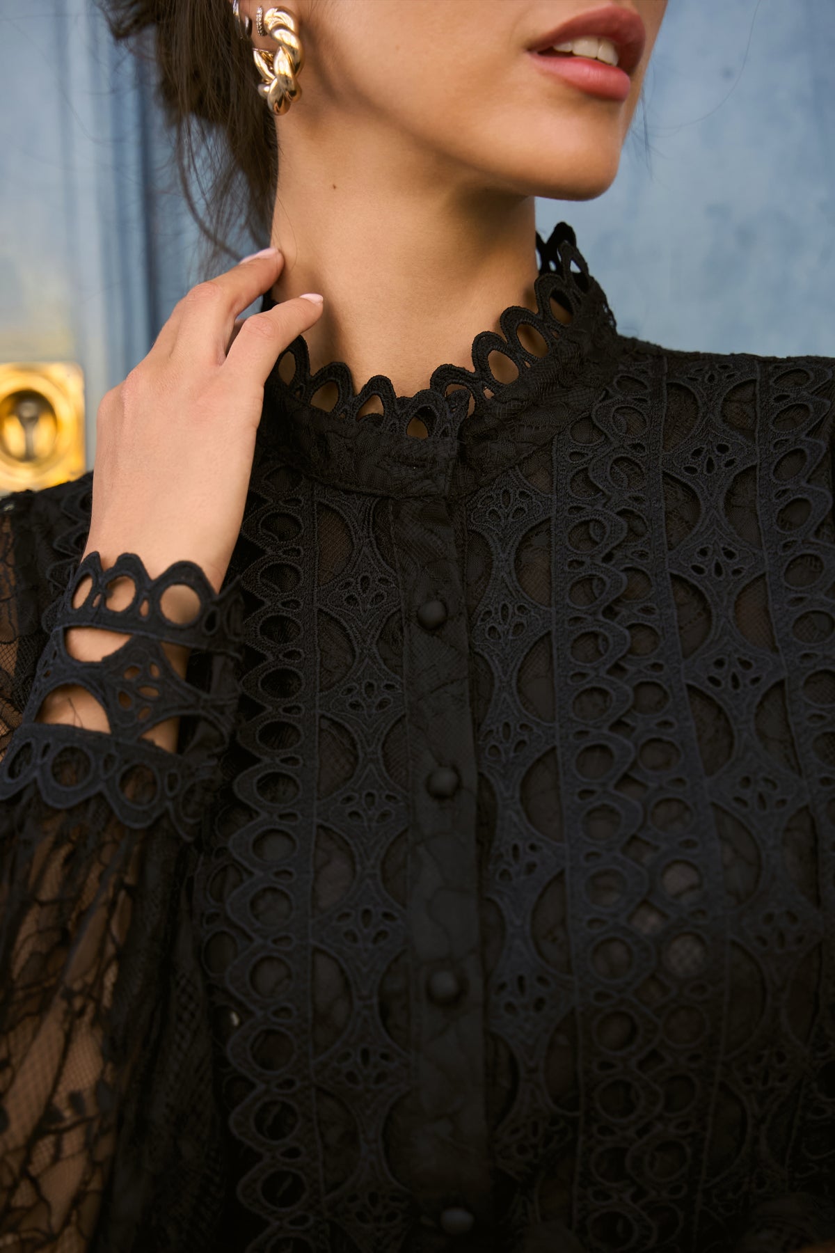 Ariane turtleneck lace blouse