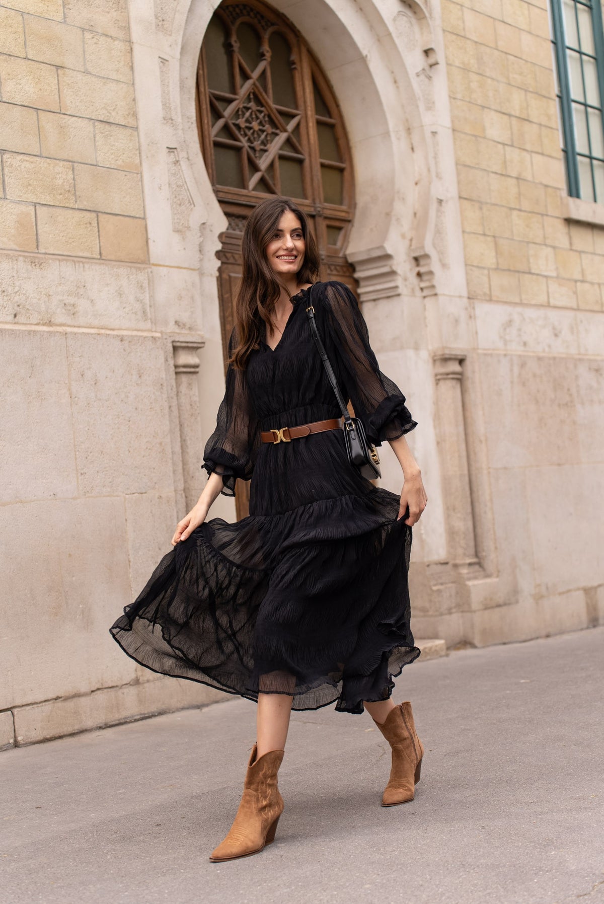 Robe longue froncée Simone
