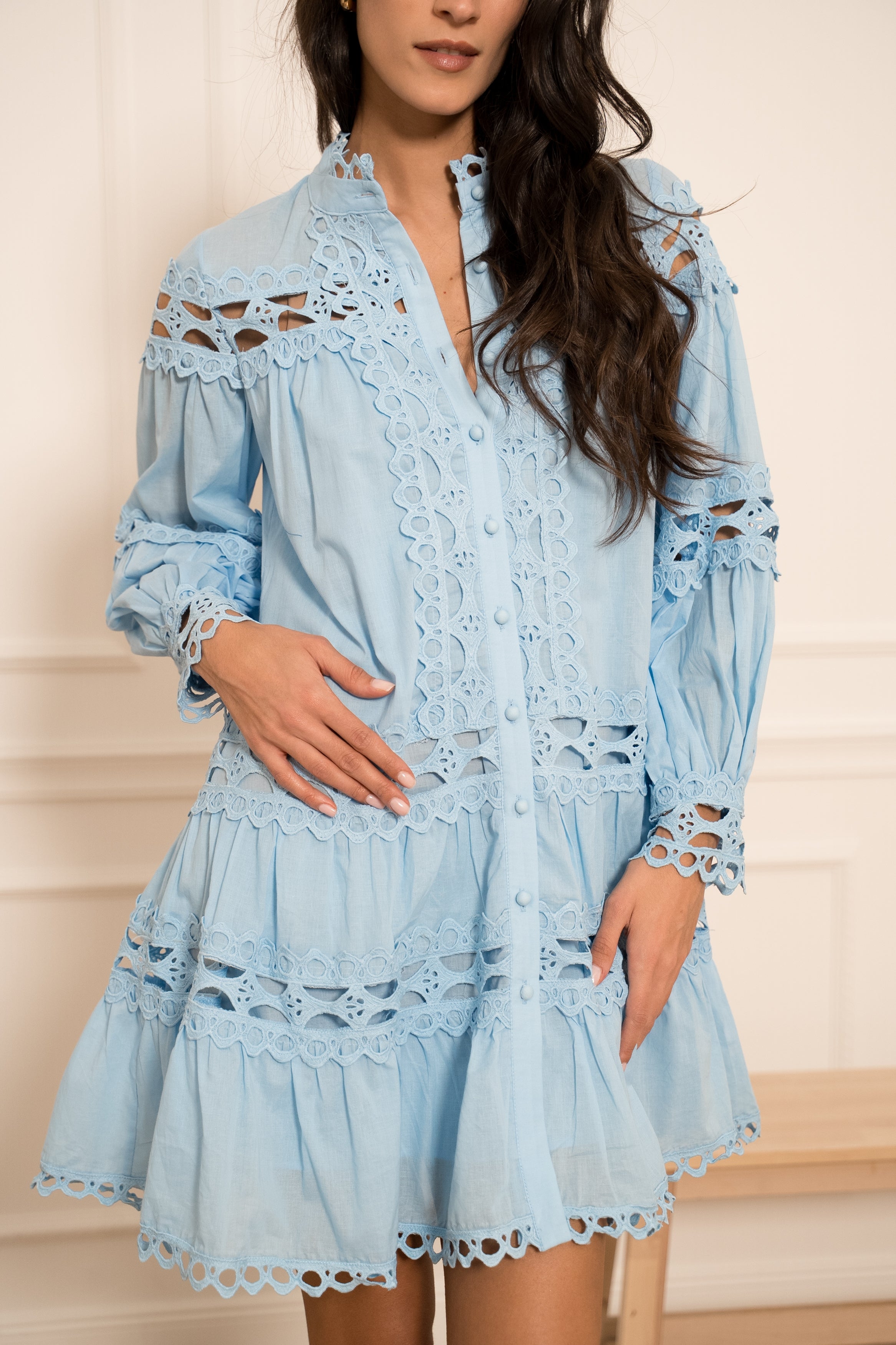 Robe chemise Ellie en coton ajouré