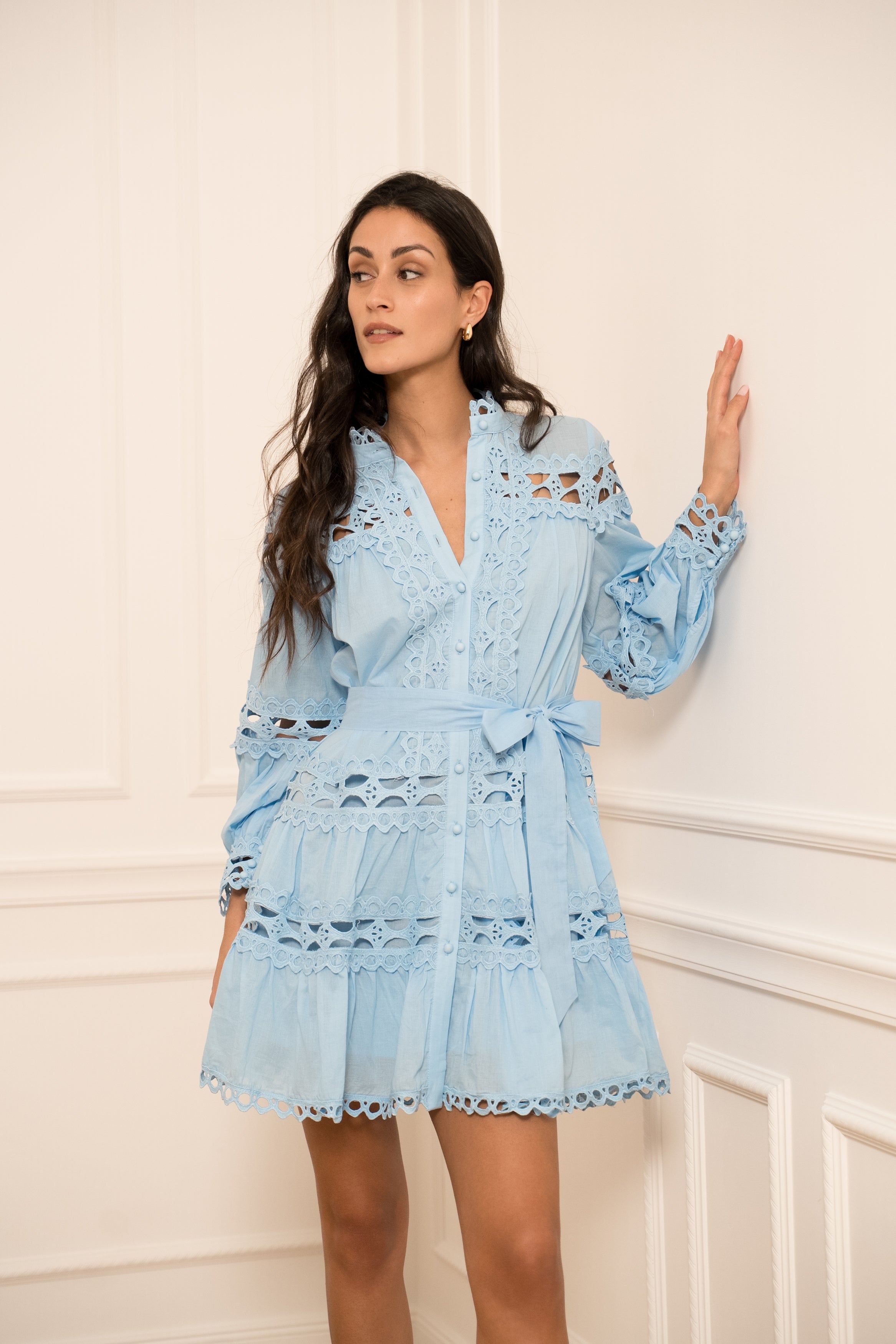 Robe chemise Ellie en coton ajouré