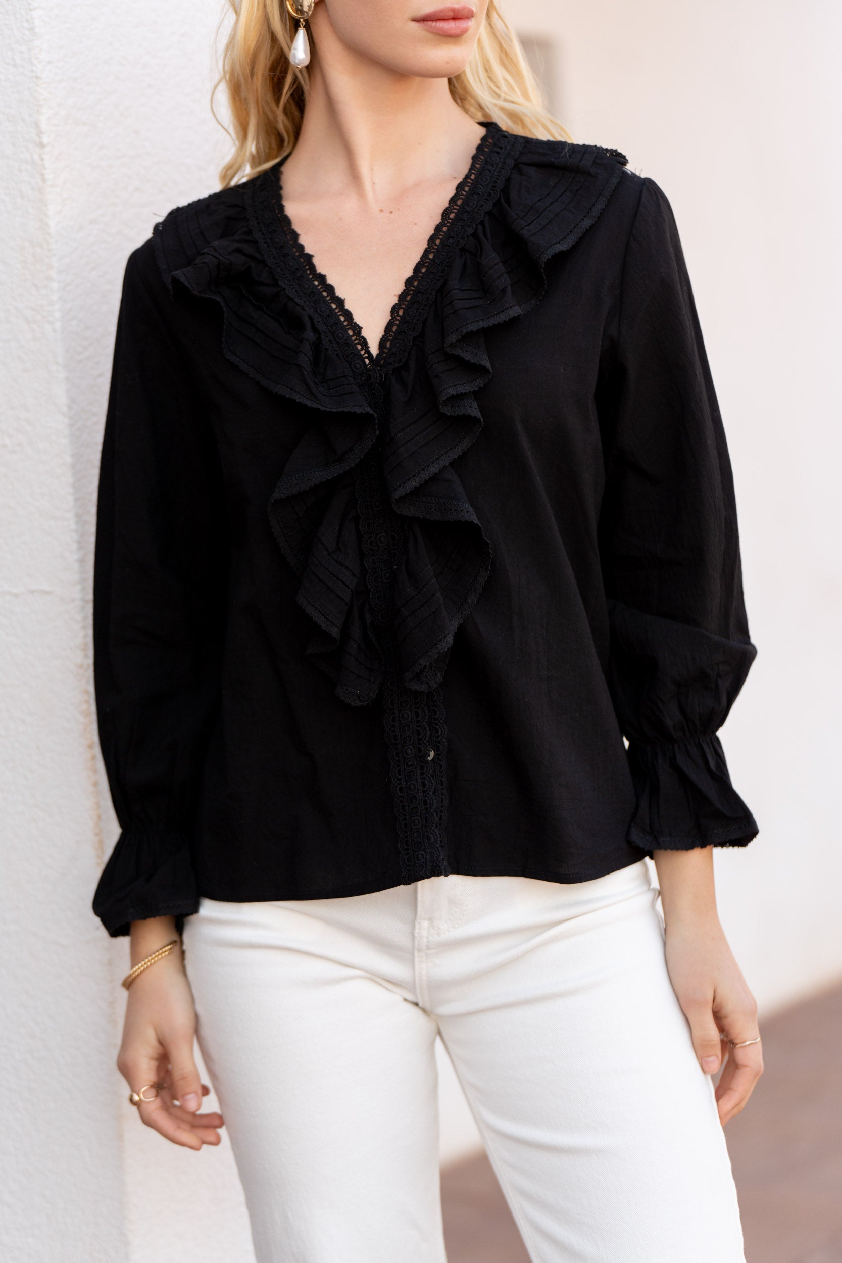 Chemise Billy en coton col froufrou