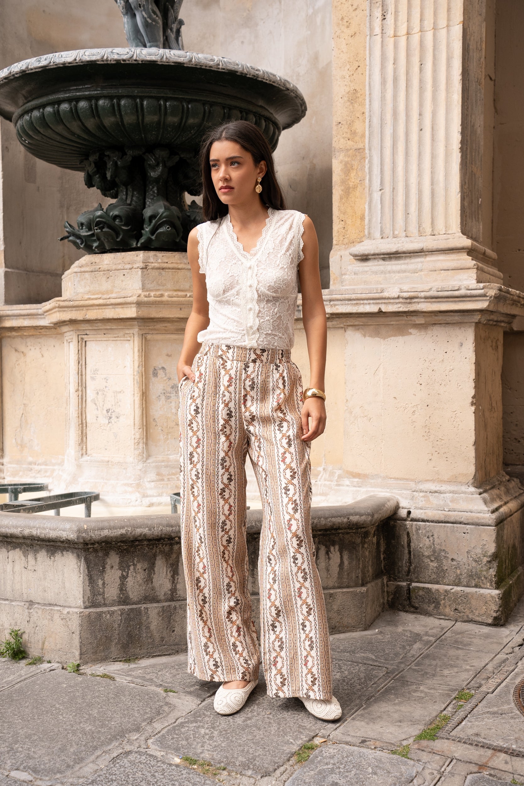 Pantalon palazzo imprimé Daisy
