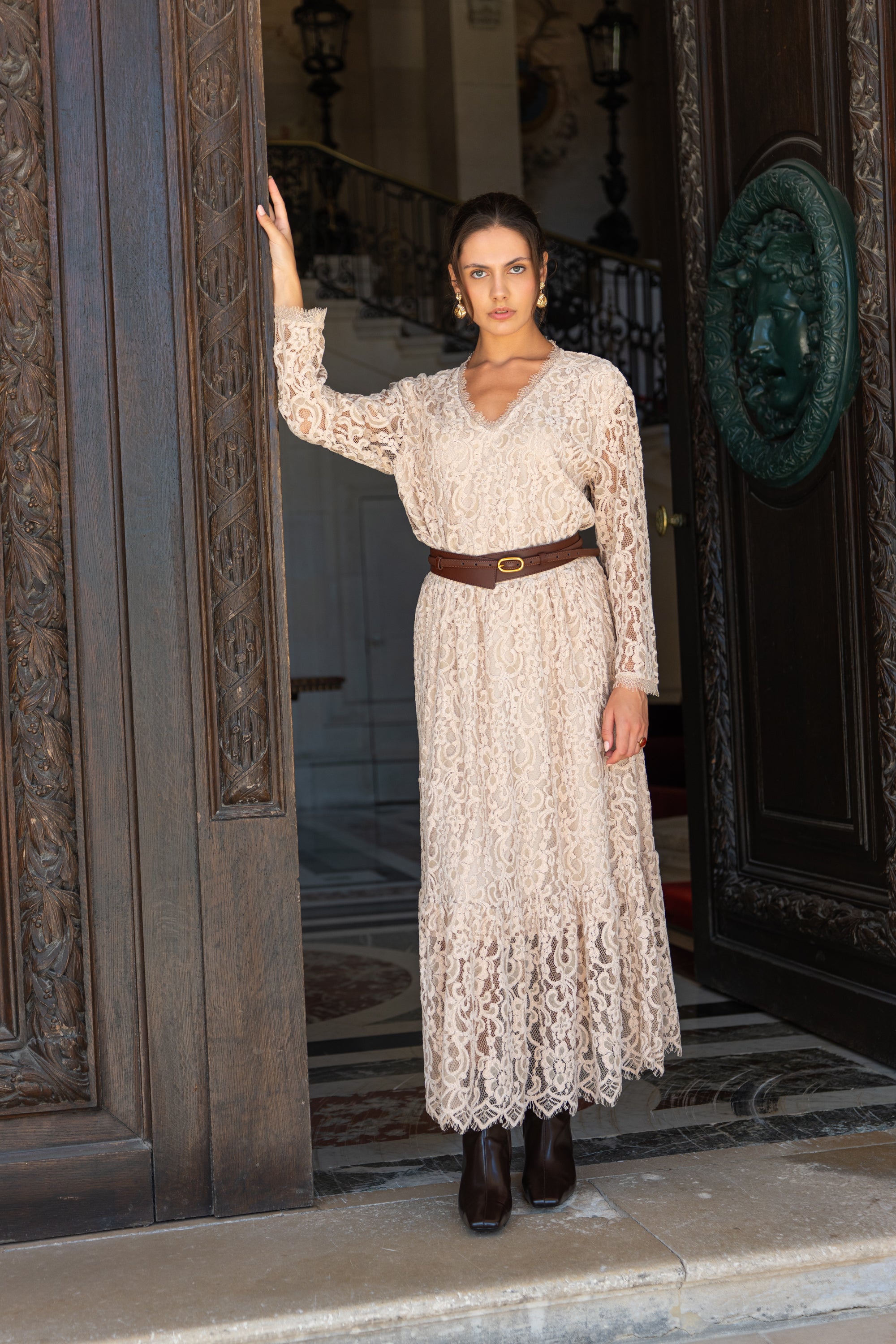 Blouse Maël col V en dentelle