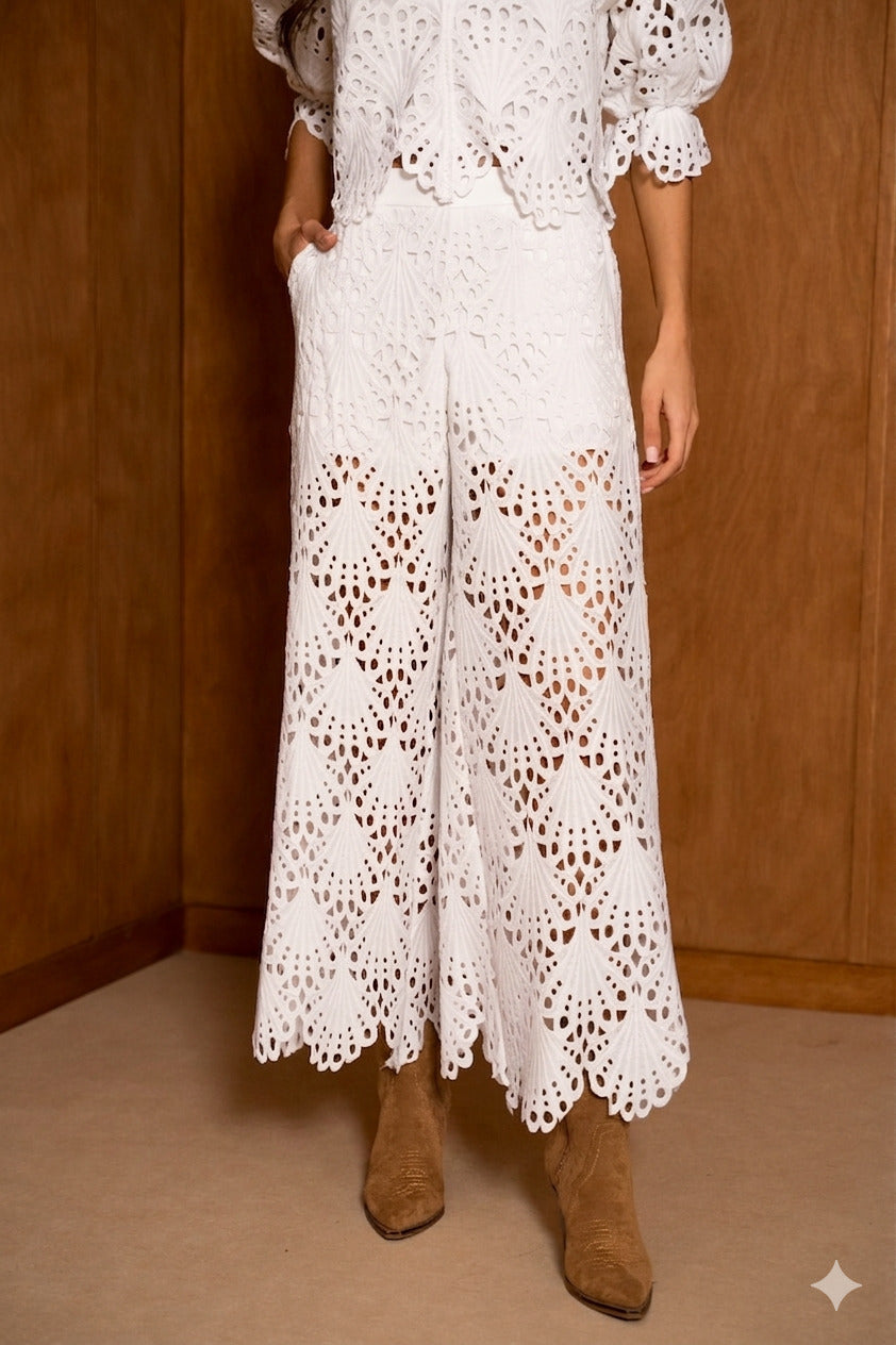 Pantalon Selena en dentelle guipure