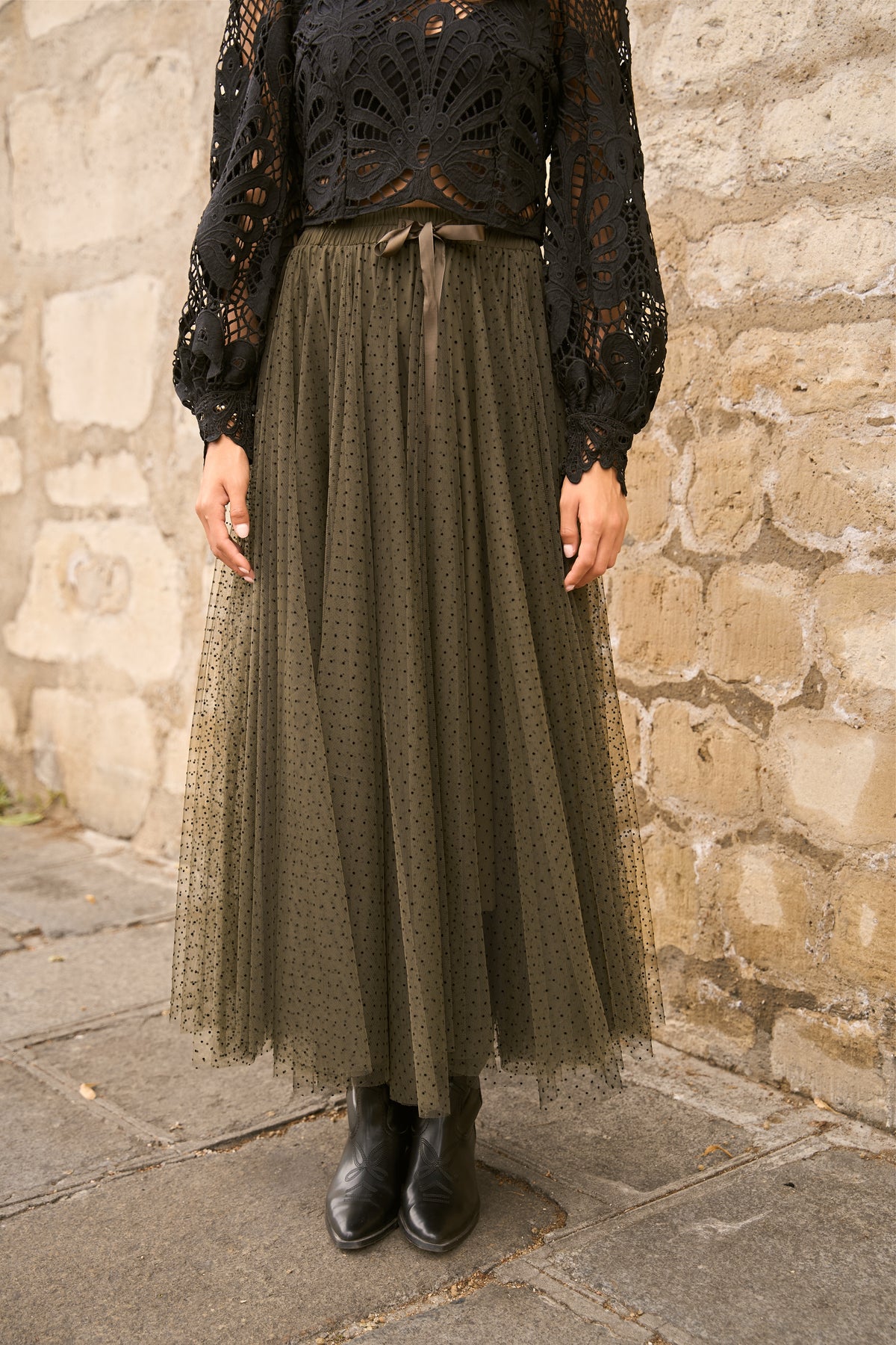 Jupe Aria en tulle plumetis à pois