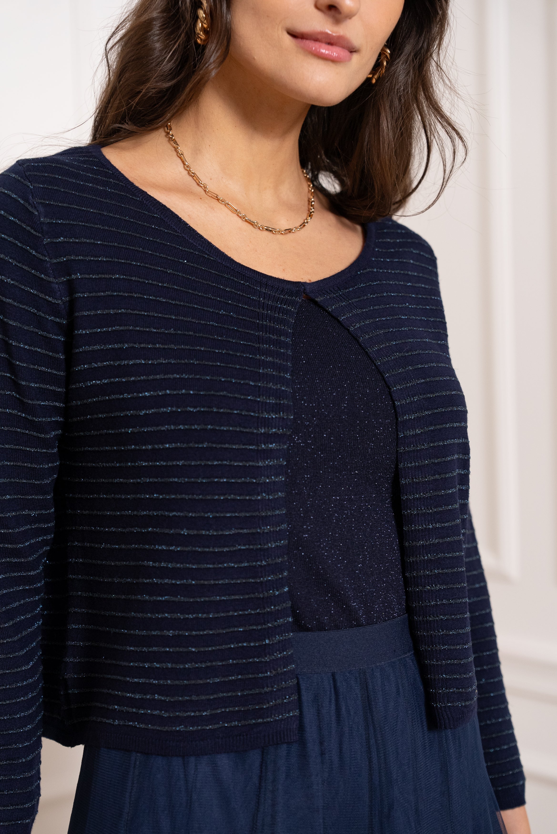 Gilet boléro Eve en maille fine lurex