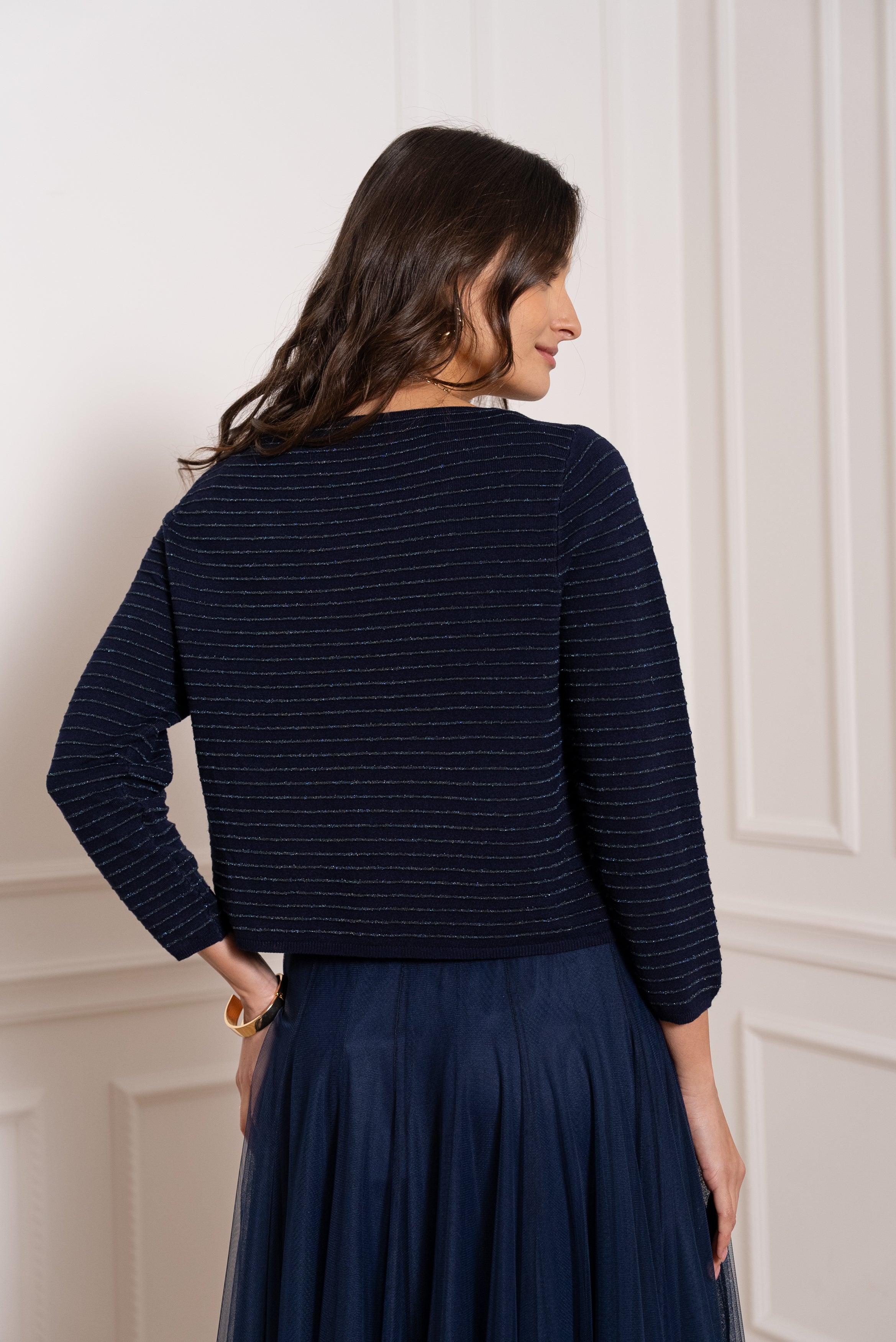 Gilet boléro Eve en maille fine lurex