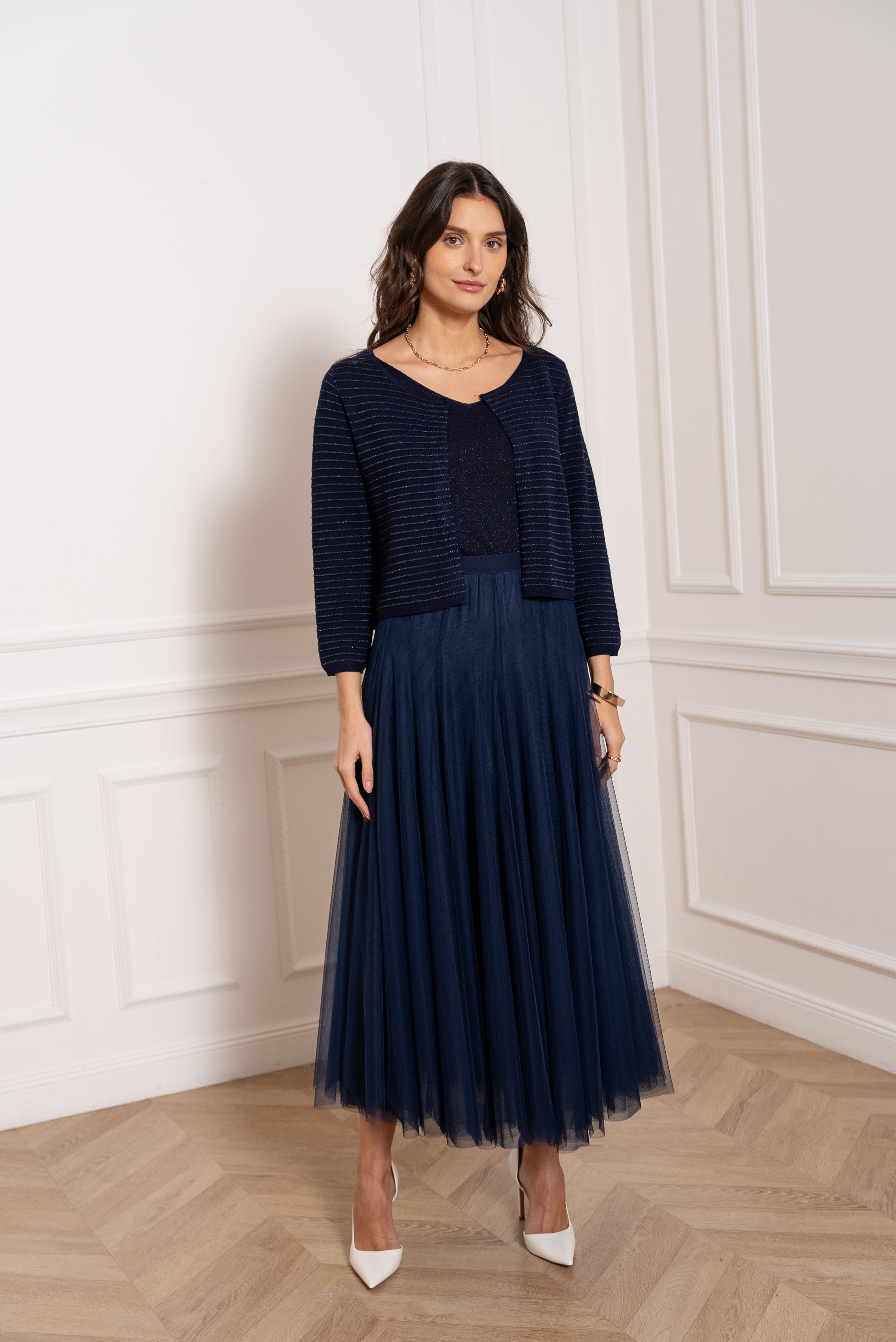 Gilet boléro Eve en maille fine lurex