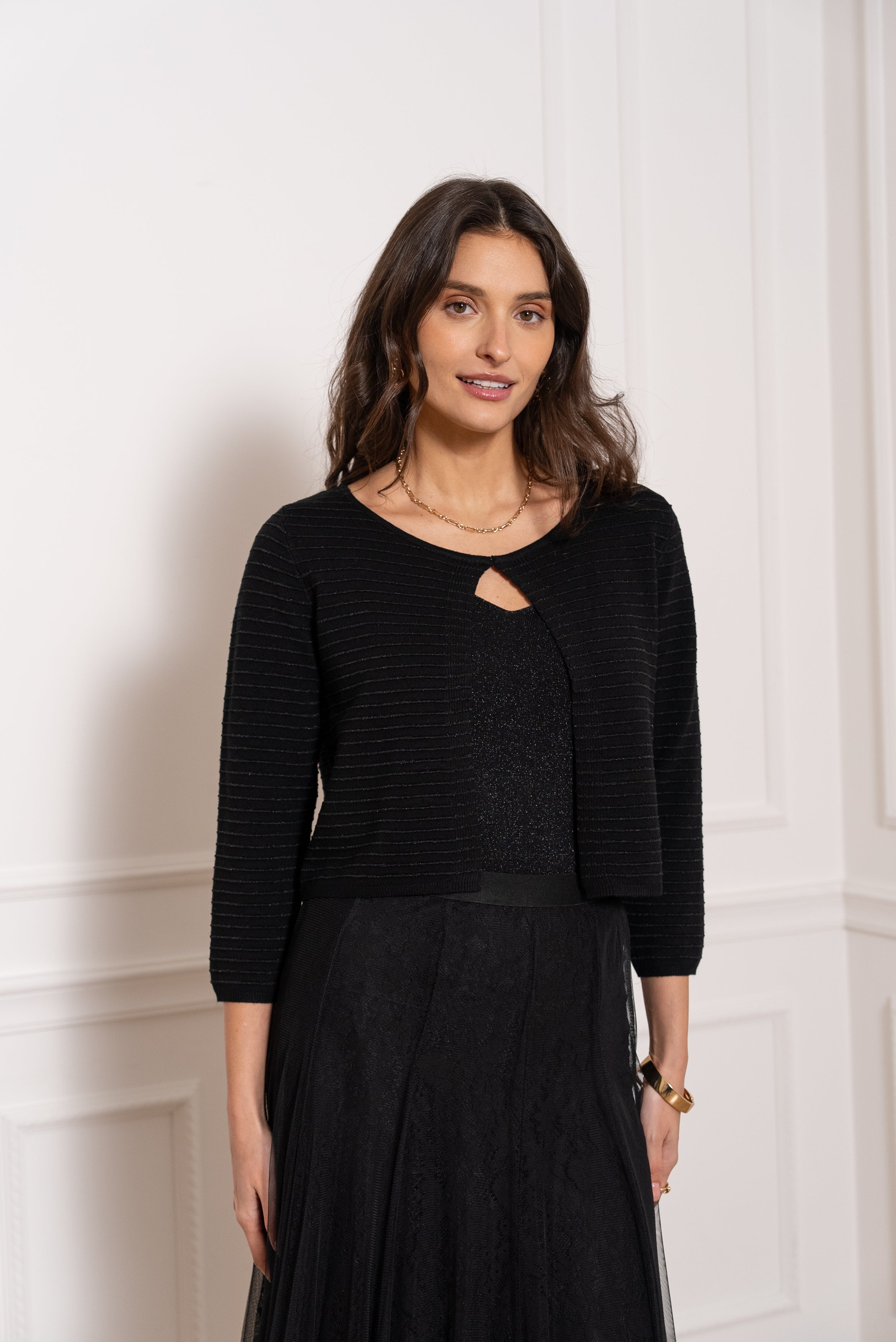 Gilet boléro Eve en maille fine lurex