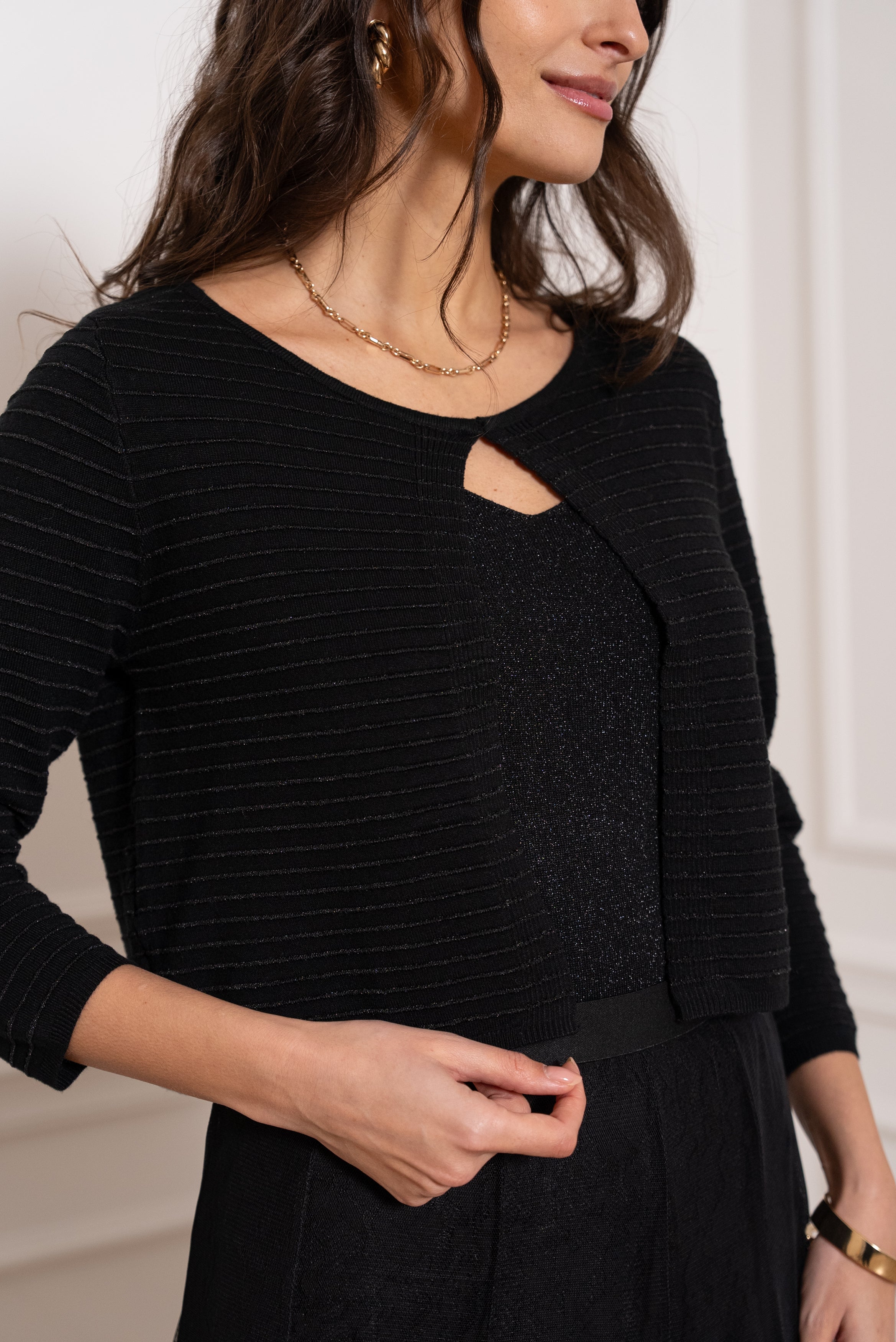 Gilet boléro Eve en maille fine lurex