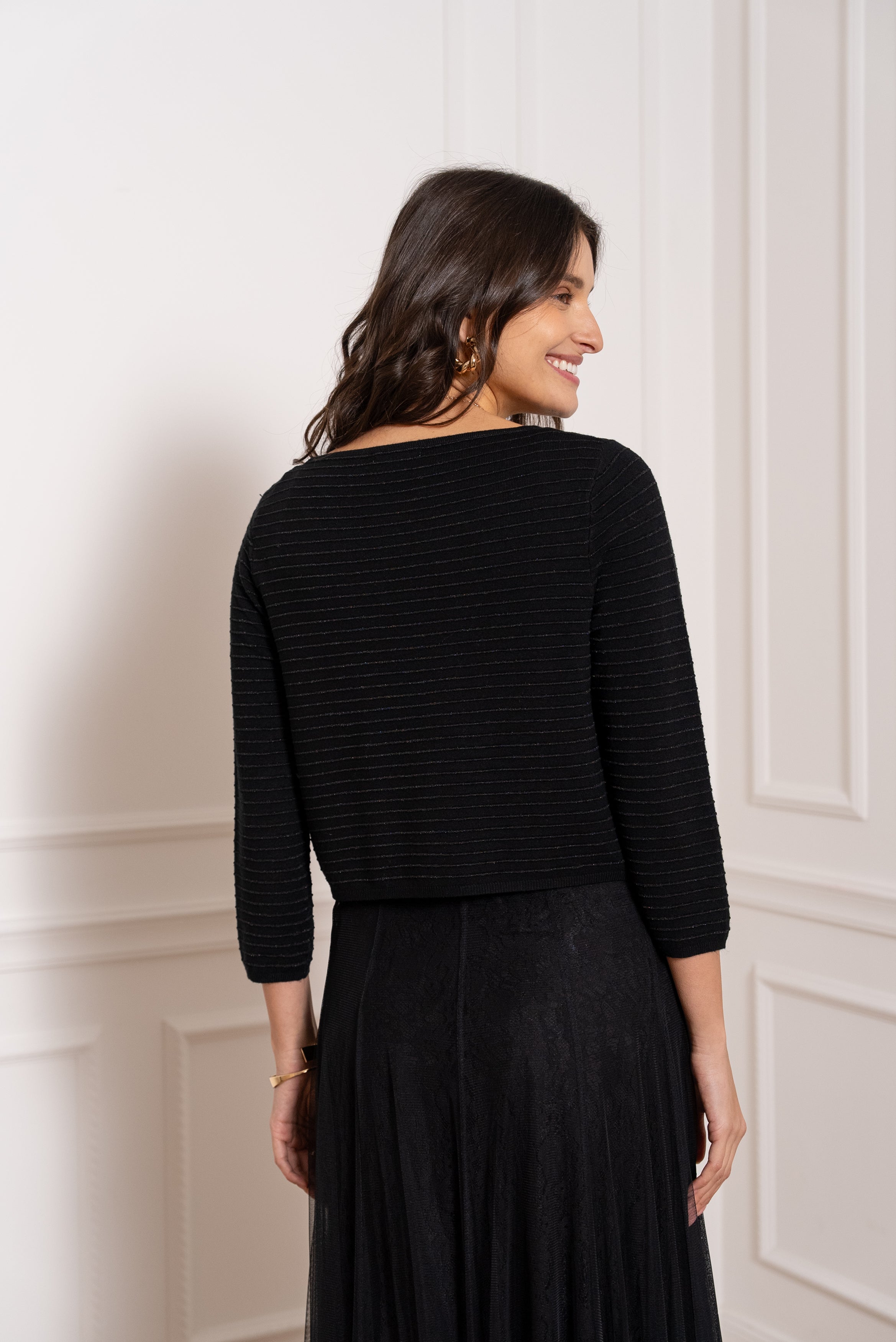 Gilet boléro Eve en maille fine lurex
