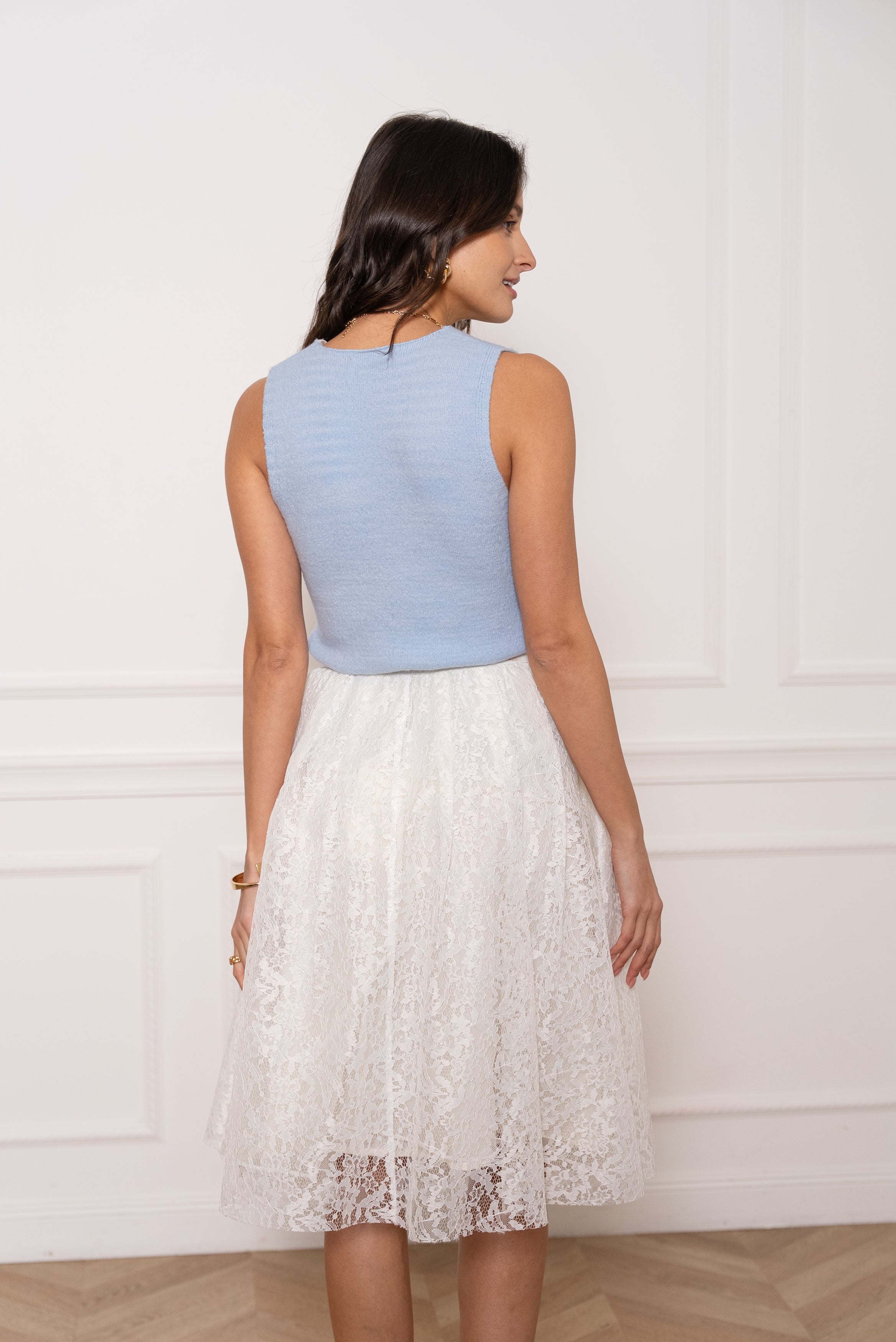 Top débardeur Molly en maille & dentelle