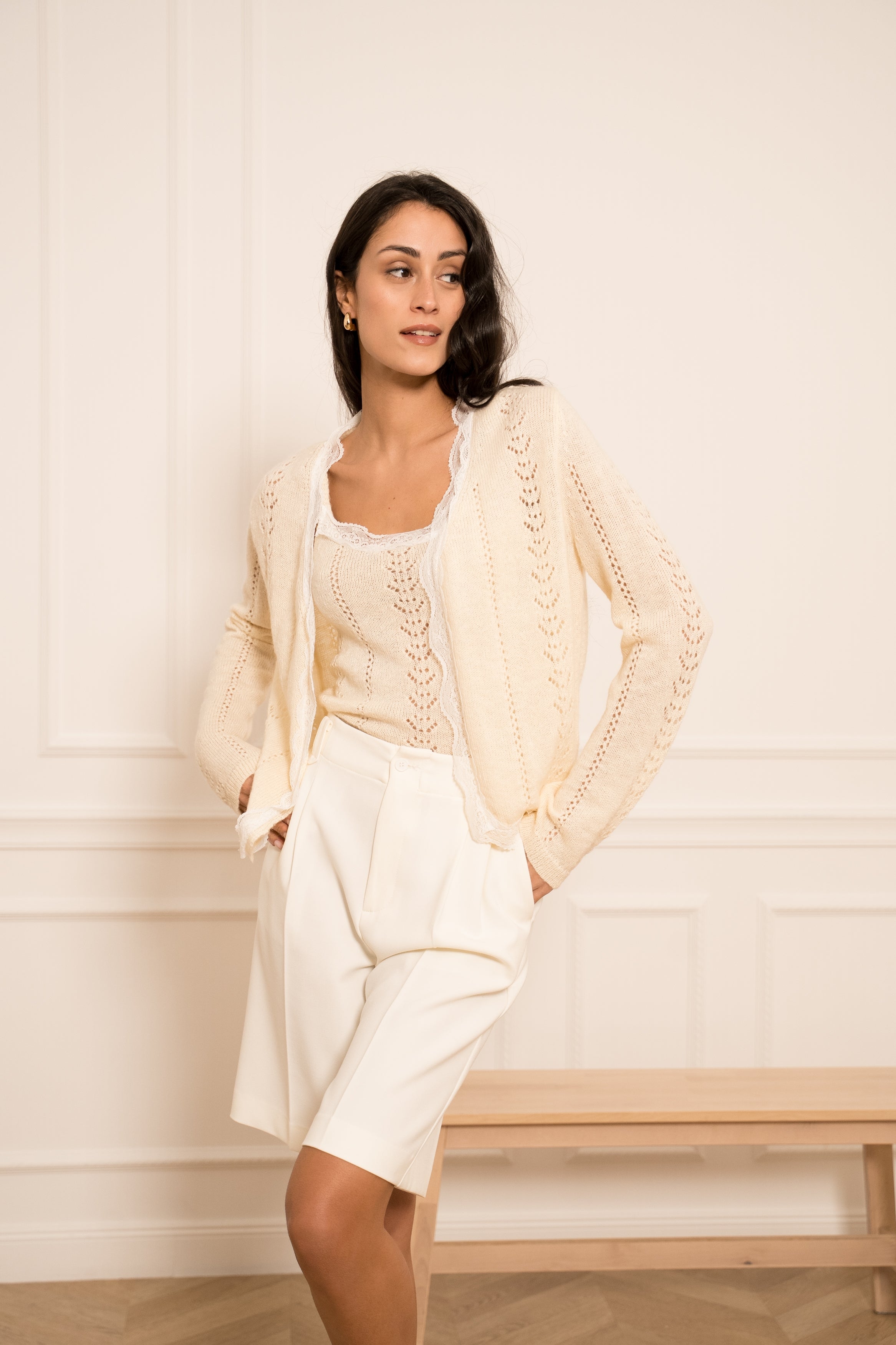 Twinset gilet & top maille mohair & dentelle