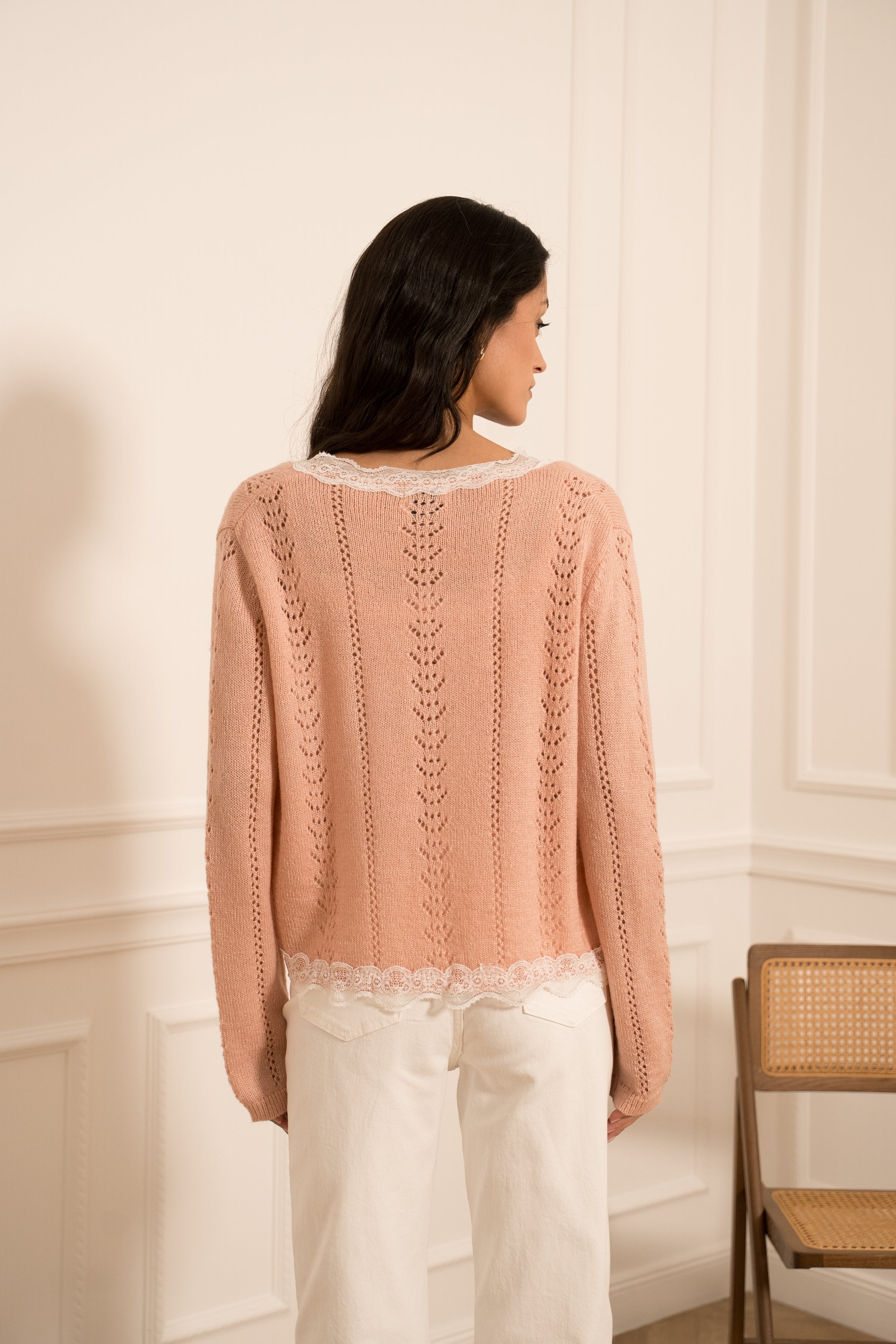 Twinset gilet & top maille mohair & dentelle
