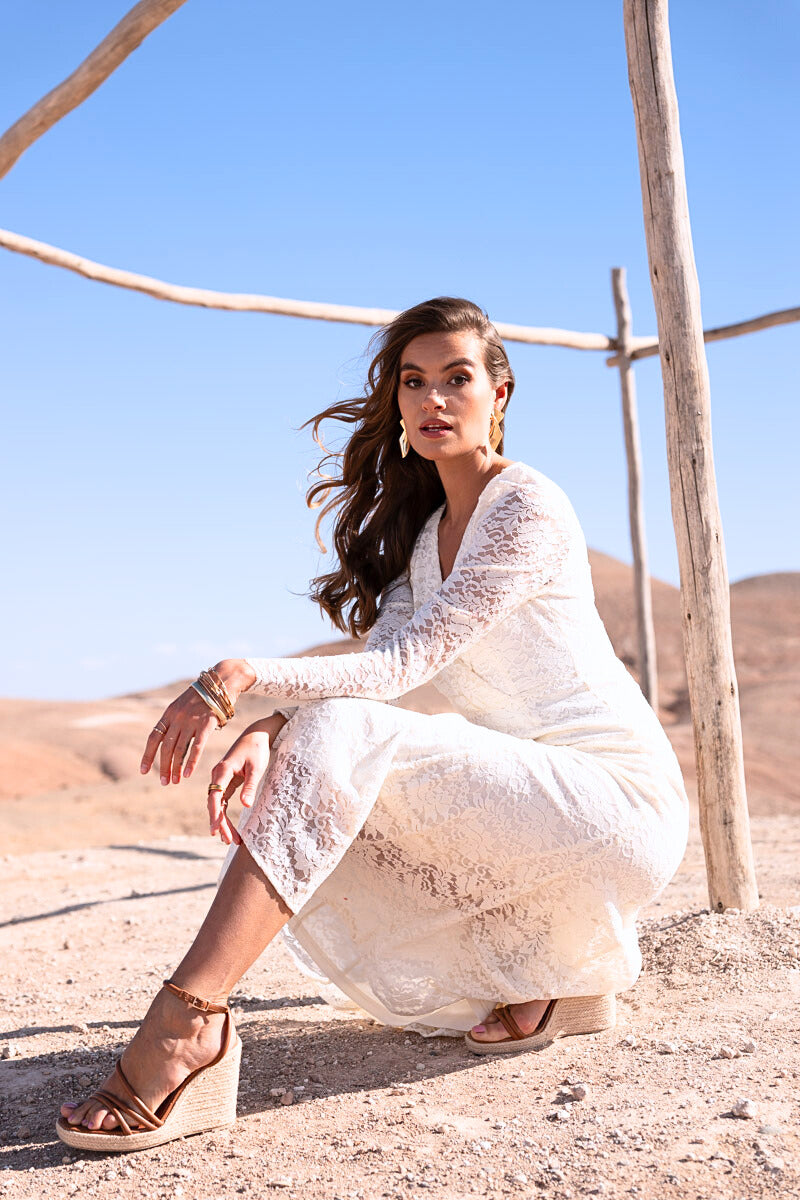 Robe midi en dentelle