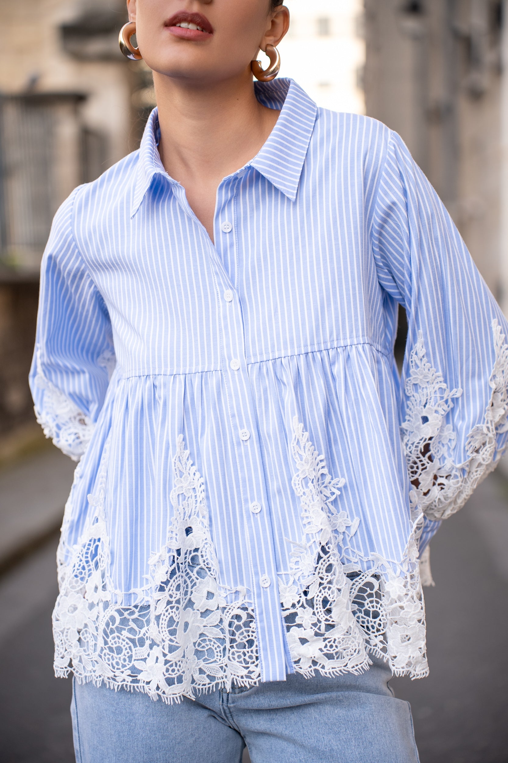 Aimie cotton and guipure shirt