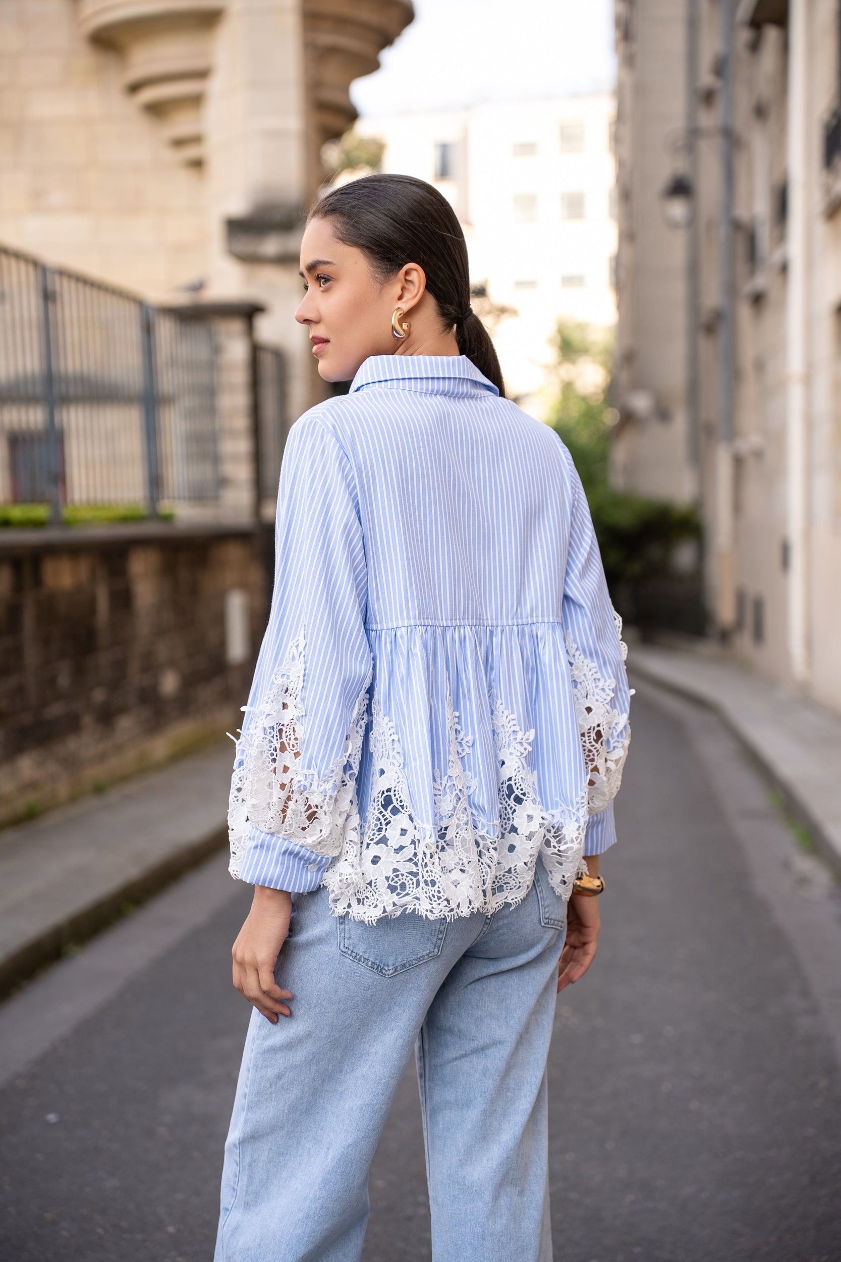 Aimie cotton and guipure shirt