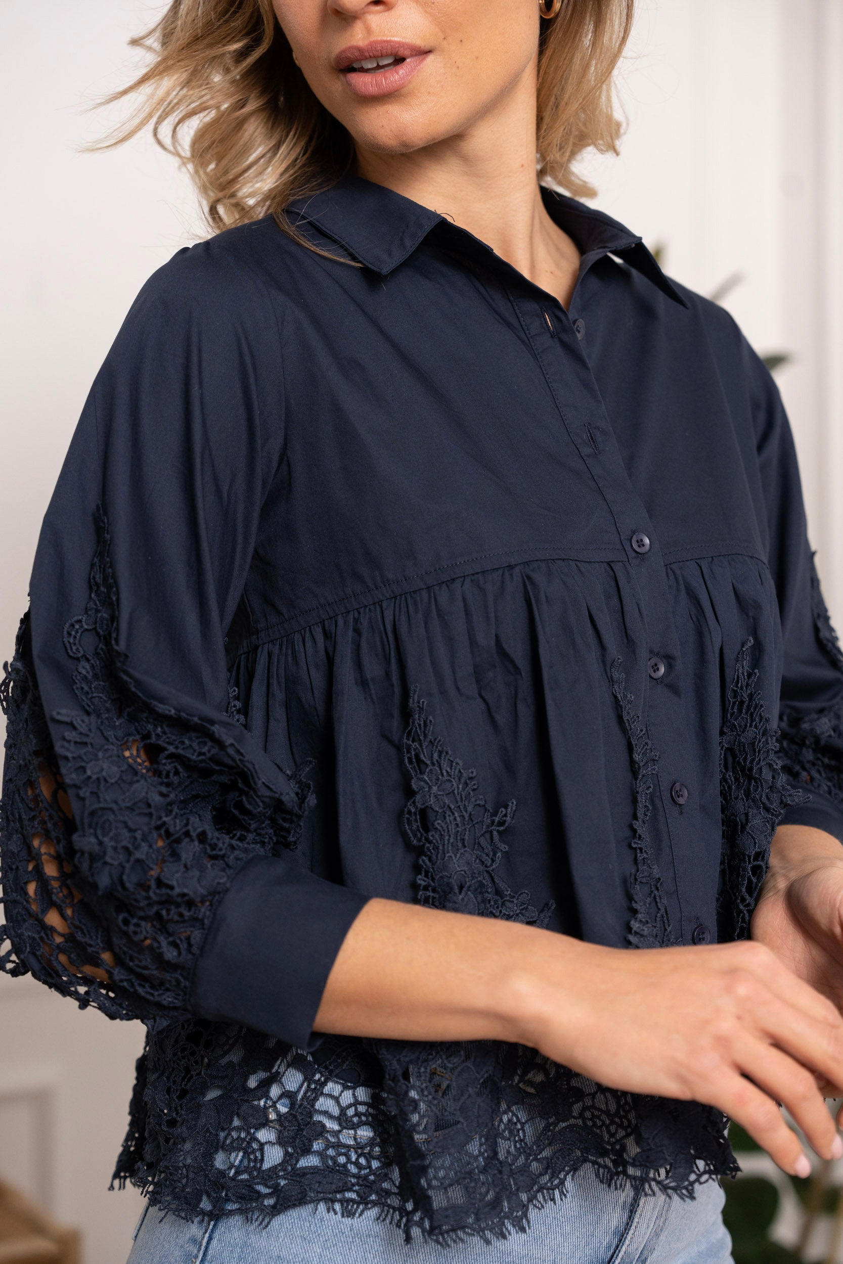 Aimie cotton and guipure shirt