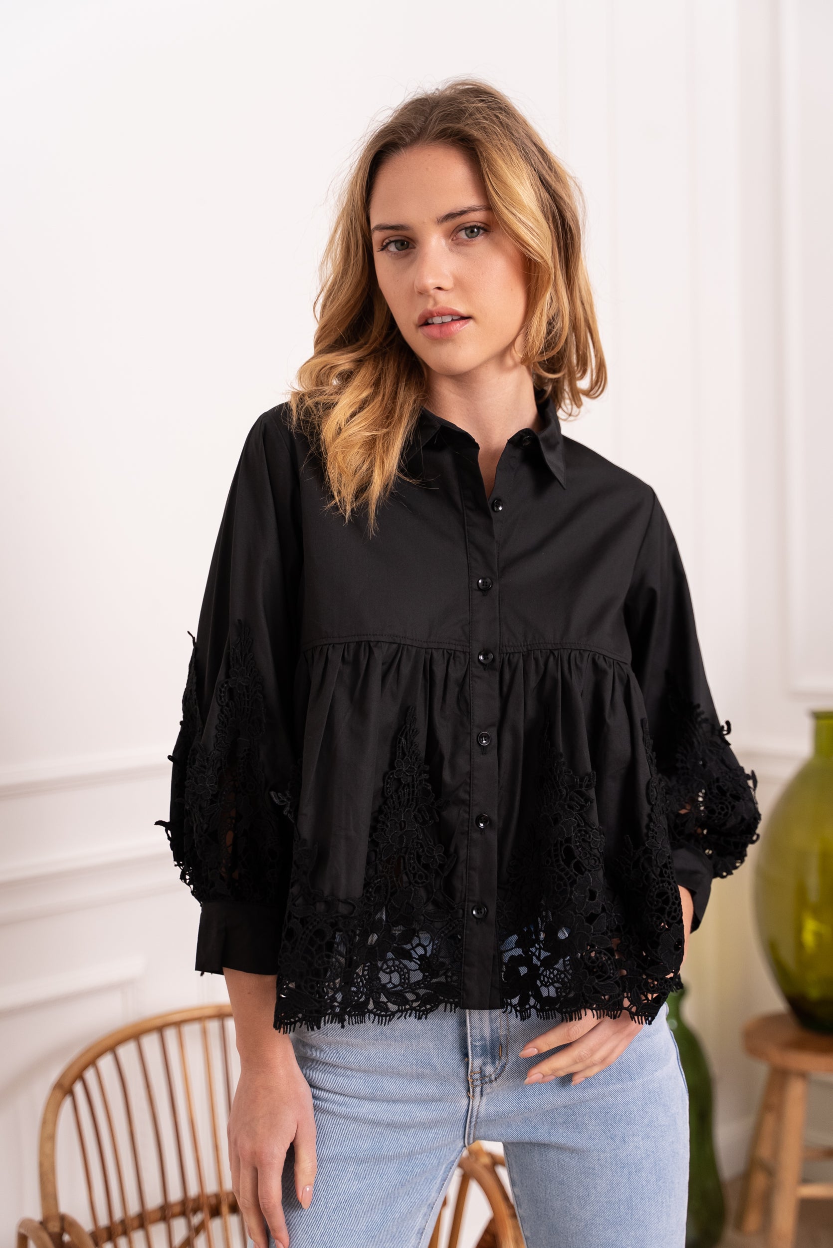 Chemise Aimie coton et guipure