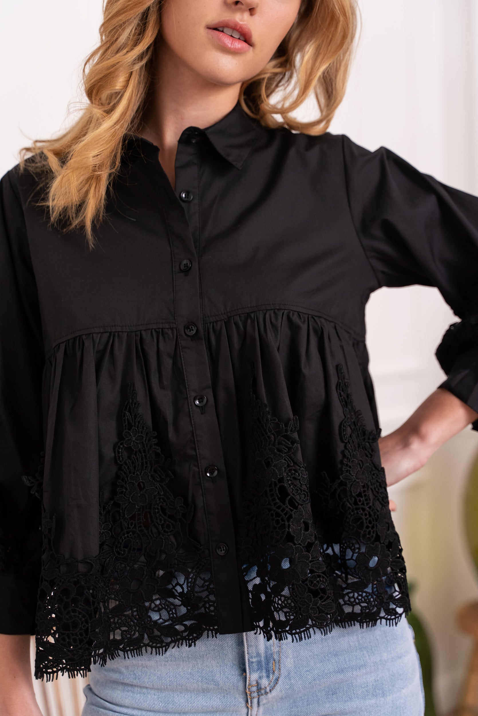 Aimie cotton and guipure shirt