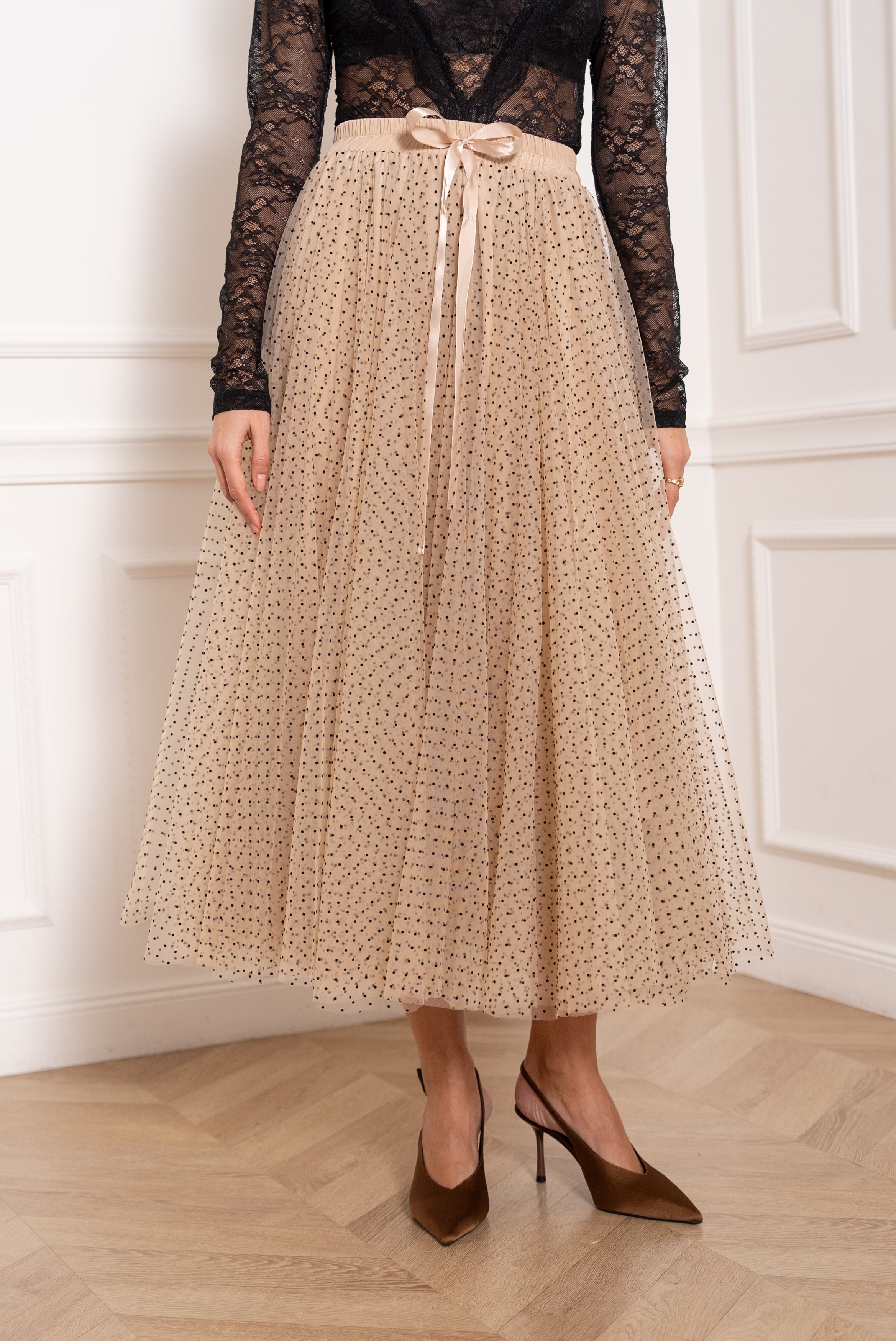 Jupe Aria en tulle plumetis à pois