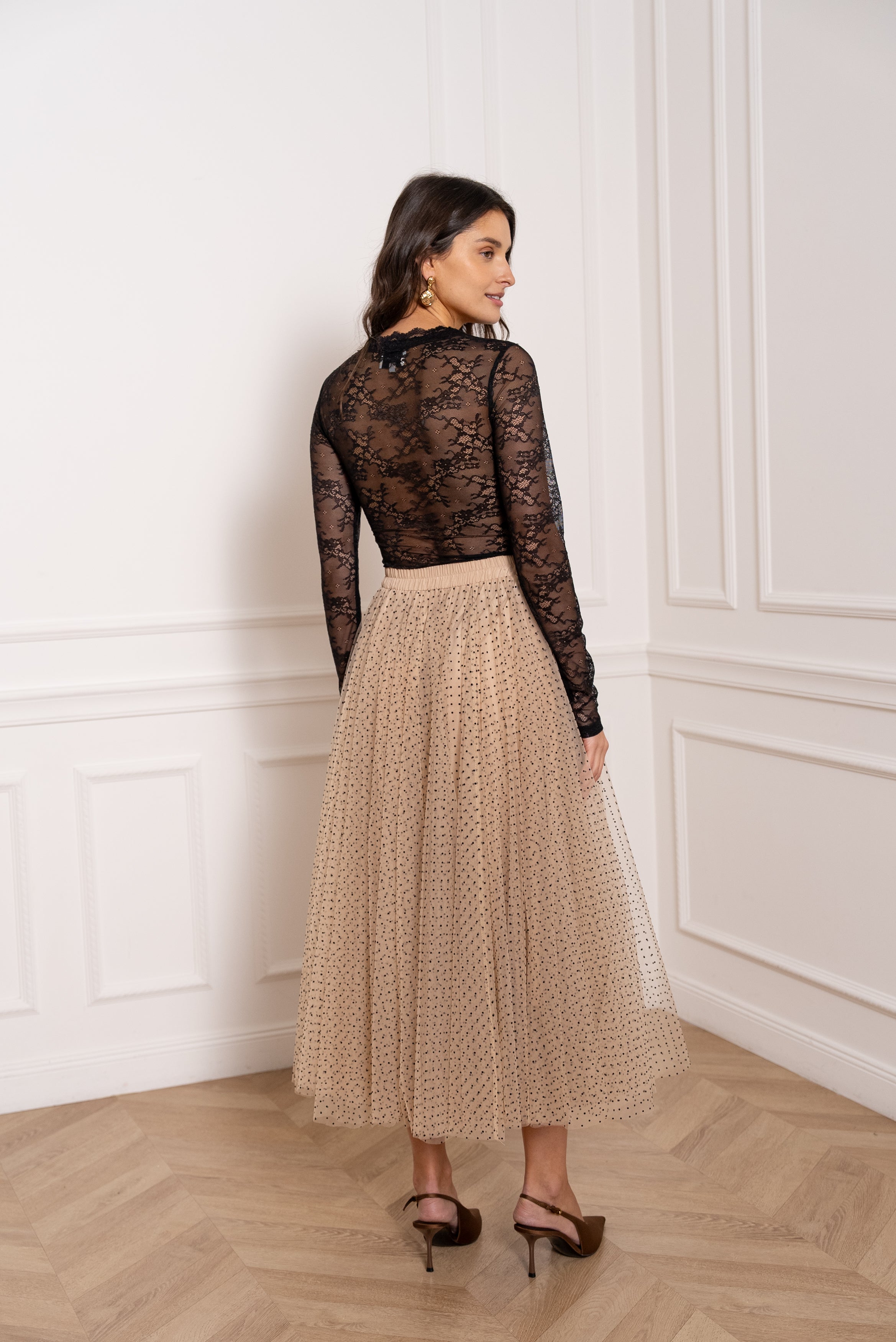 Jupe Aria en tulle plumetis à pois