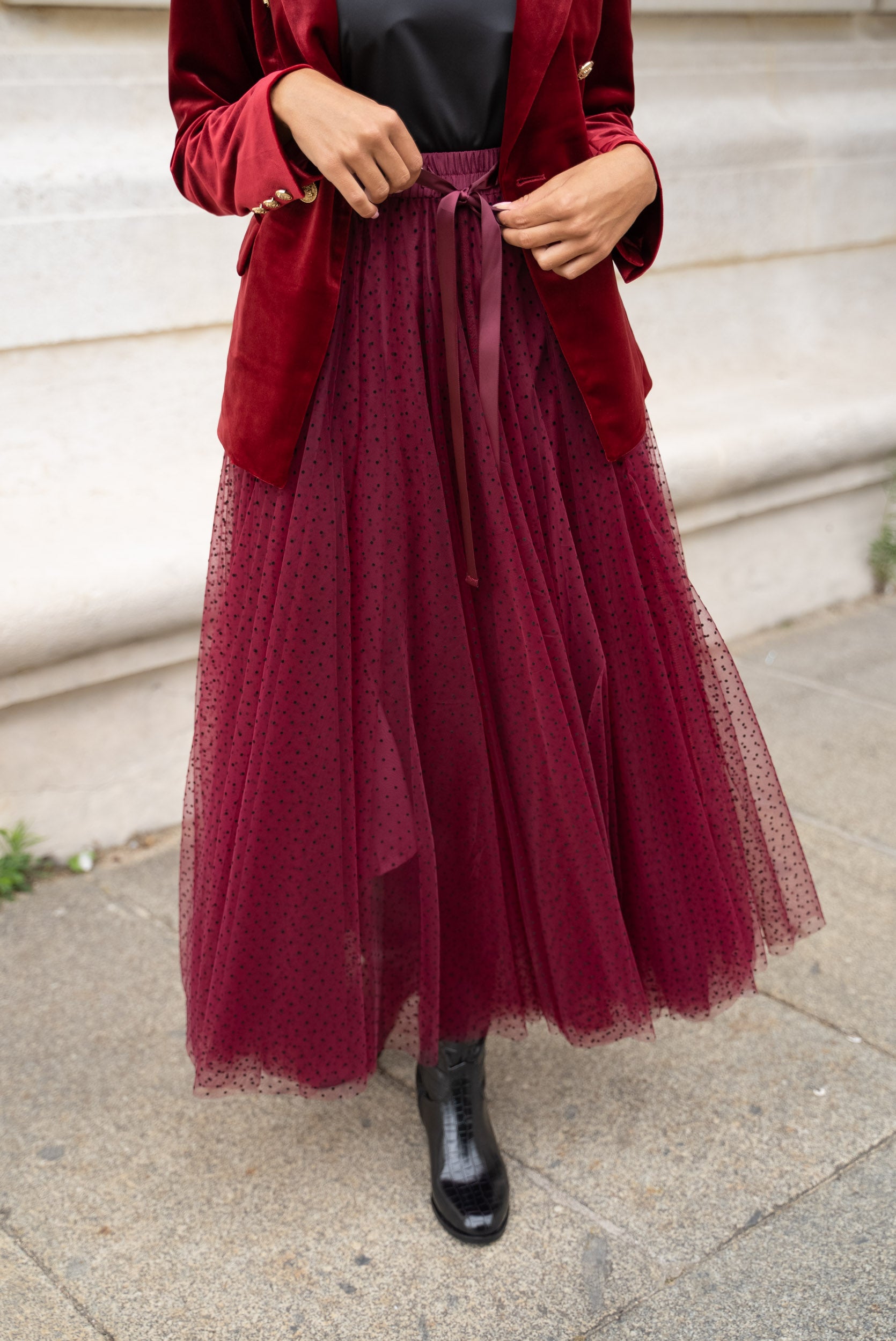 Jupe Aria en tulle plumetis à pois